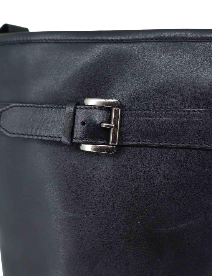 Stivali donna in pelle nera con tacco basso e cinturini 252-22-20 001 Zolfo 