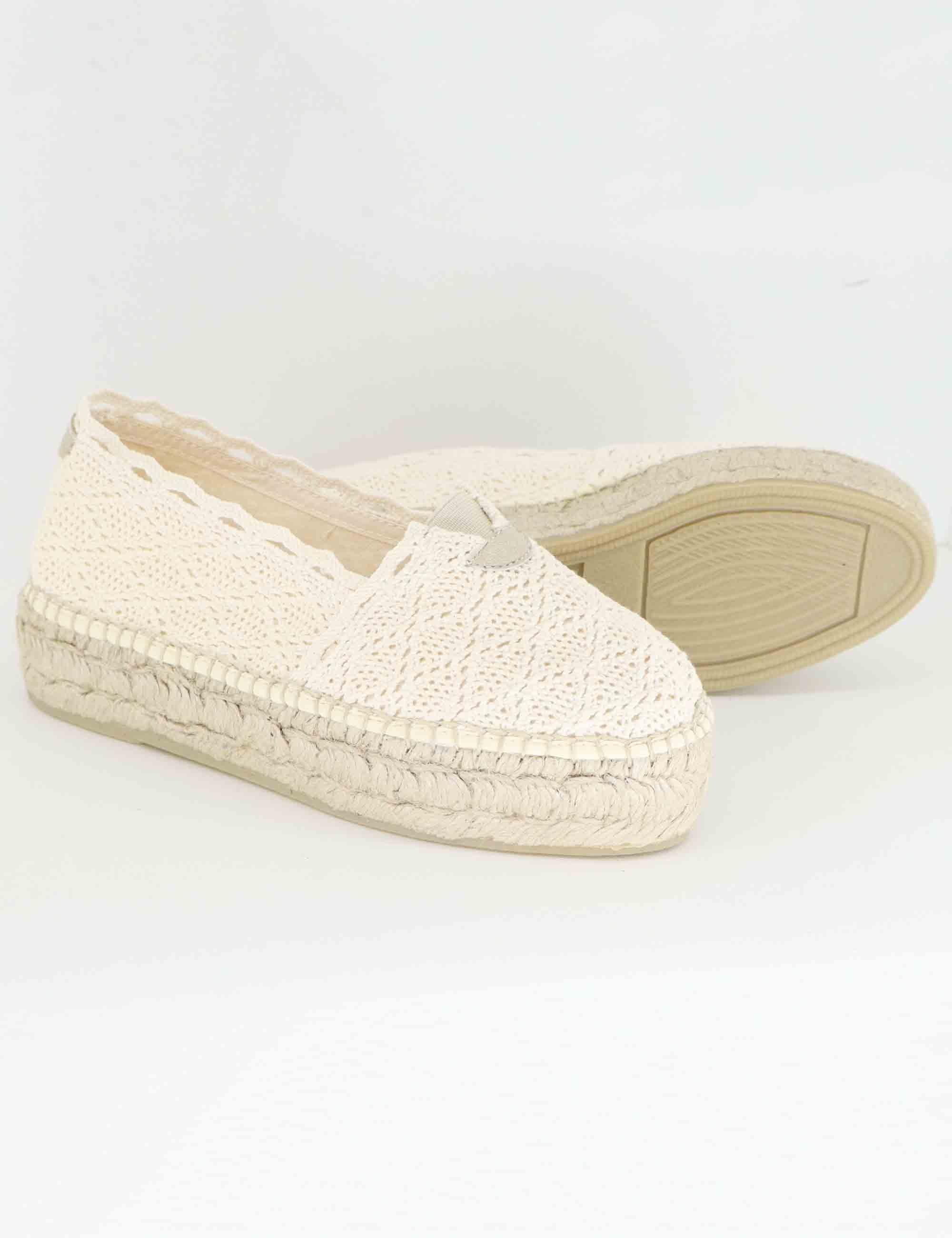 Mocassini donna espadrillas in tessuto off white Aitana Cru Toni Pons 