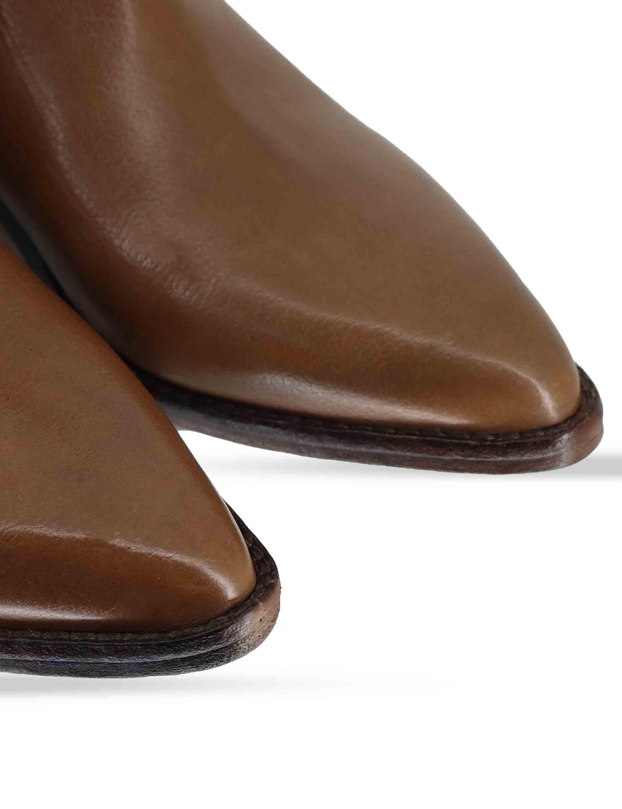 Stivaletti donna in pelle intrecciata cuoio con tacco basso 261-304-14 MOCHA Zolfo 