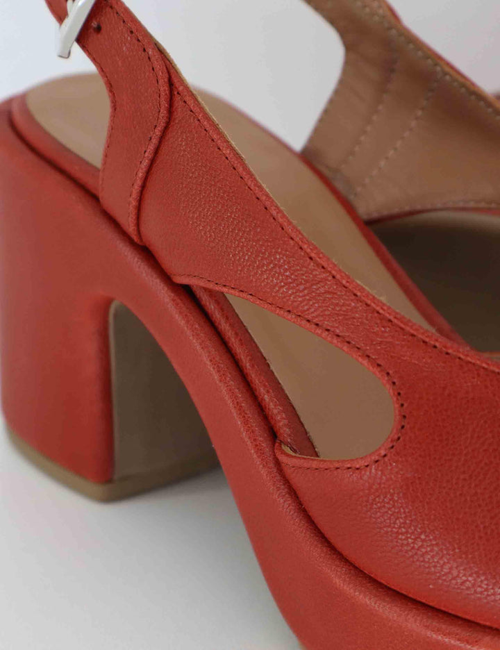 Sandali slingback donna in pelle rossa con zeppa 3020 3 Gianmarco Sorelli 