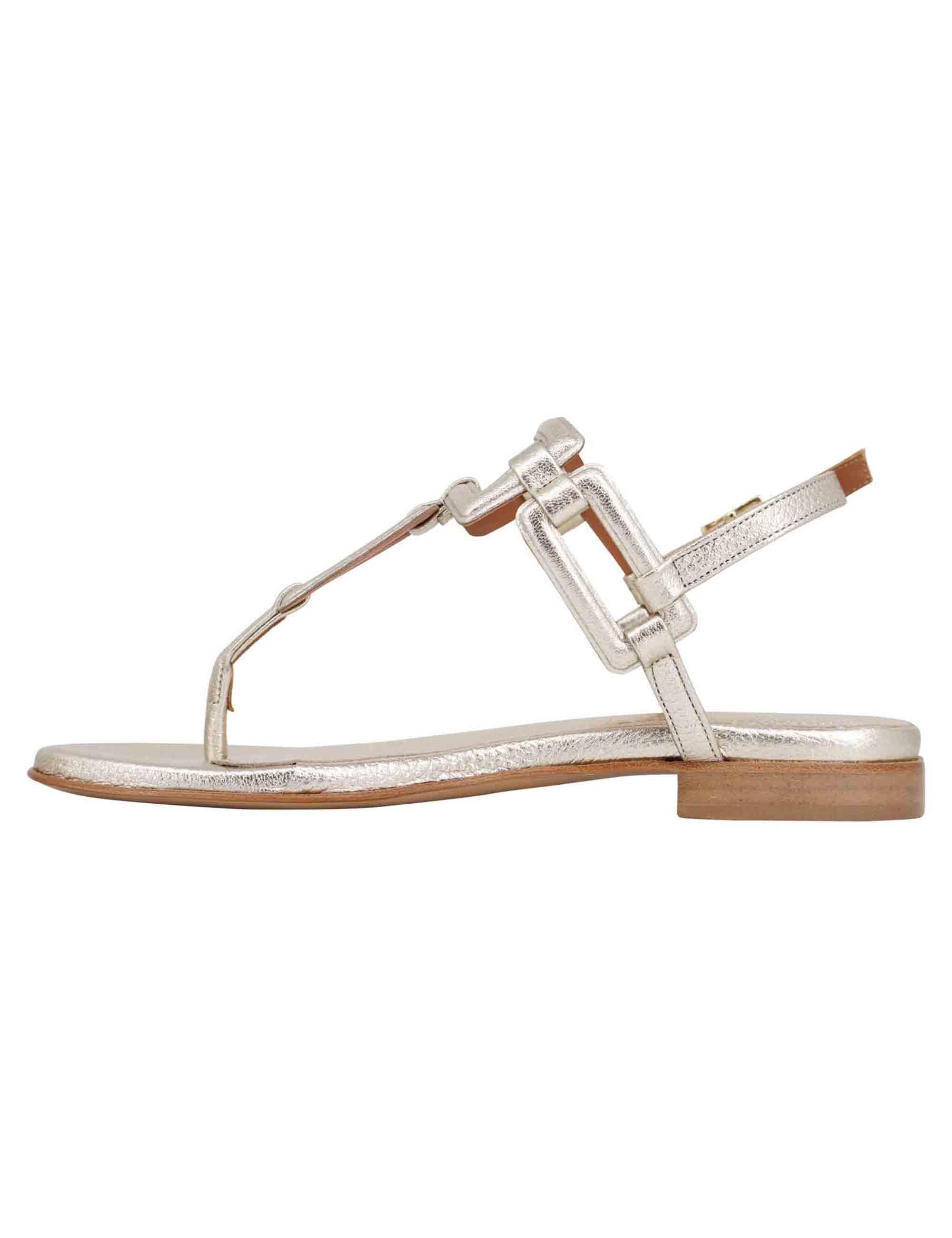 Sandali flat slingback infradito donna in pelle laminata platino T1027 602 Tattoo 