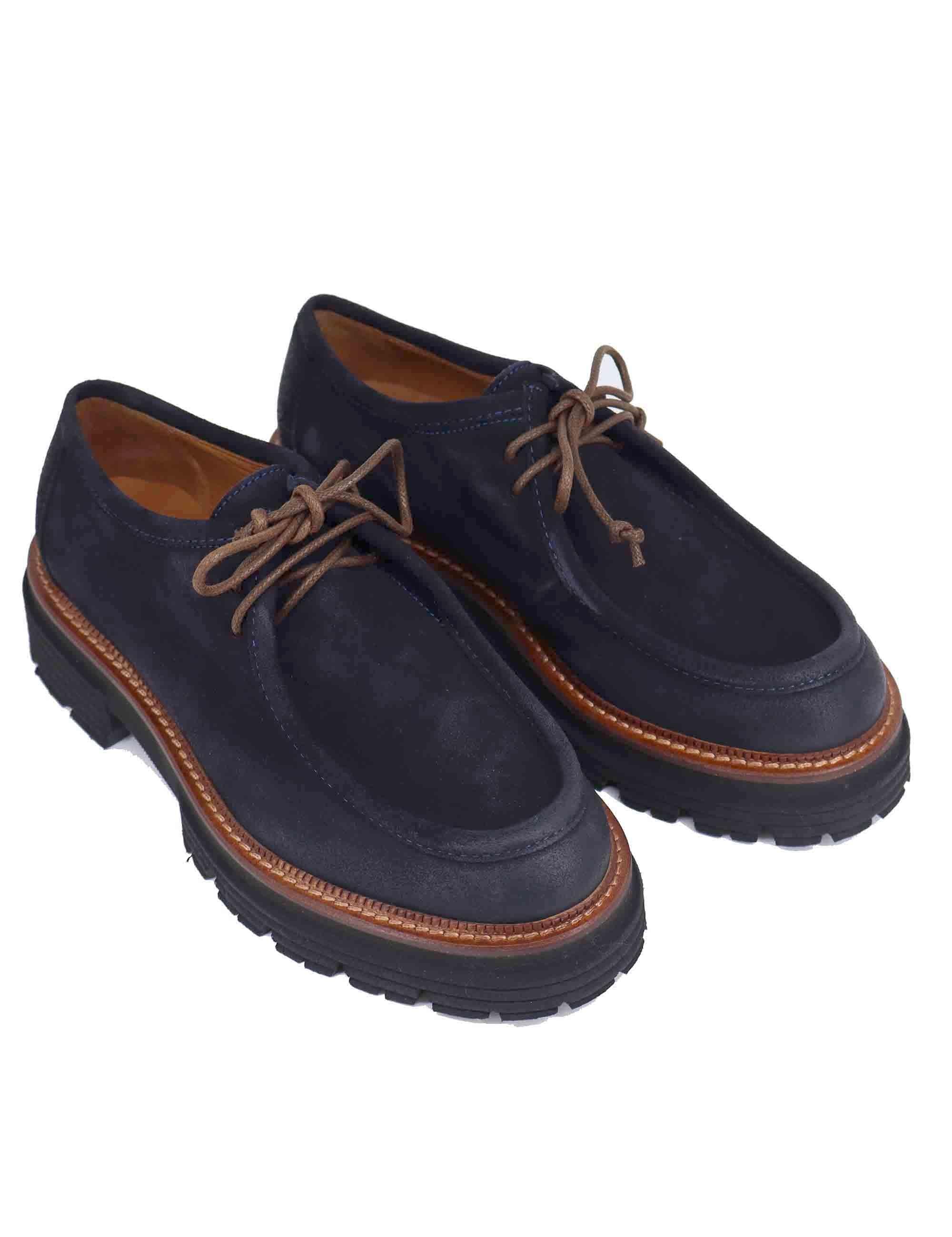 Stringate donna in camoscio vintage blu suola in gomma SP3225 002 Spatarella 