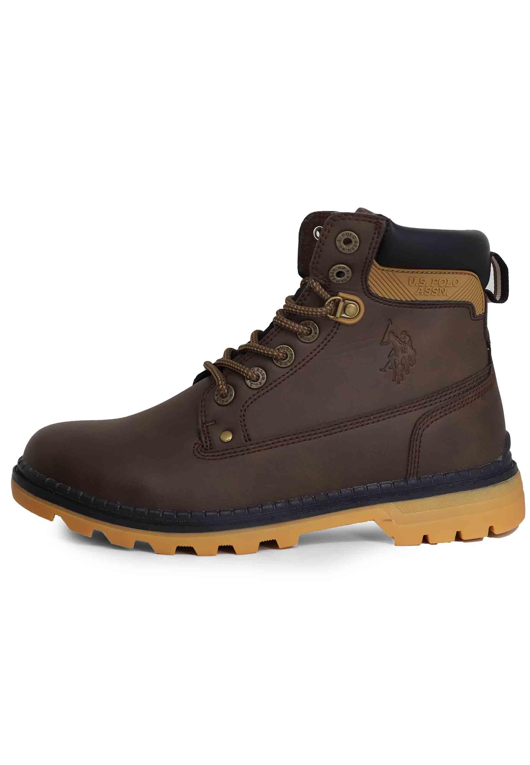 Stivaletti anfibi uomo in eco pelle testa di moro con suola carrarmato ZIGGY002A DBR001 U.S. Polo Assn. 