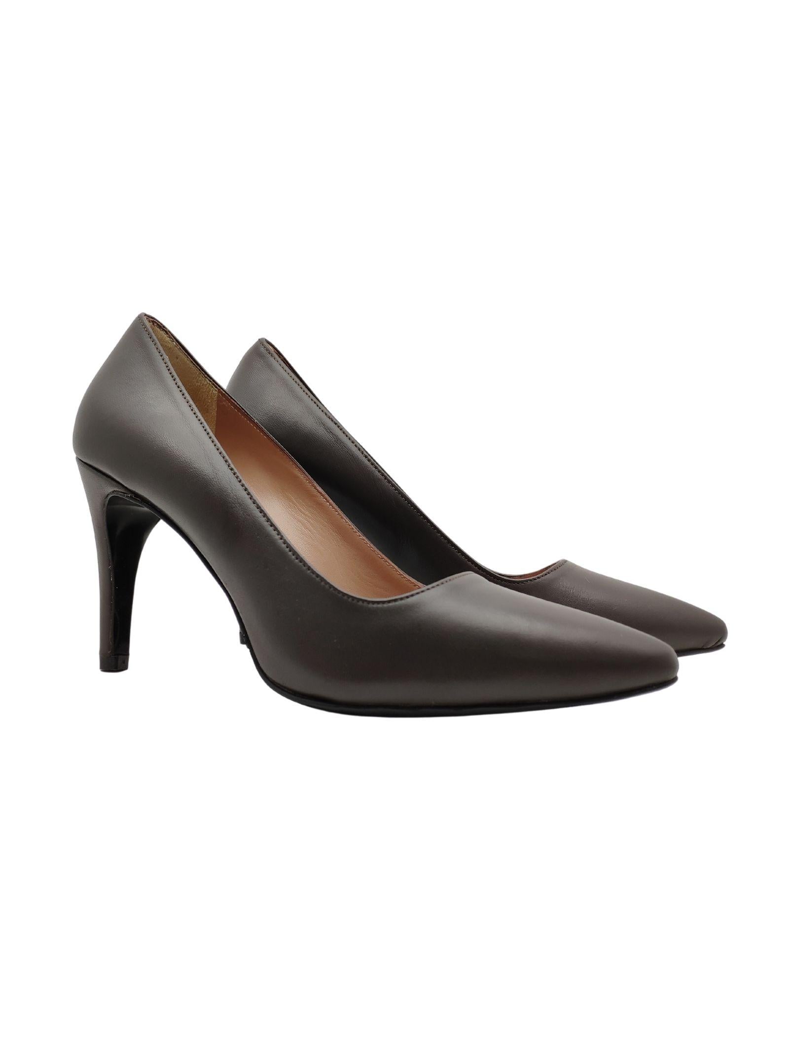 Calzature Donna Décolleté In Pelle Tortora Con Tacco Alto M502 TORTORA Spatarella 
