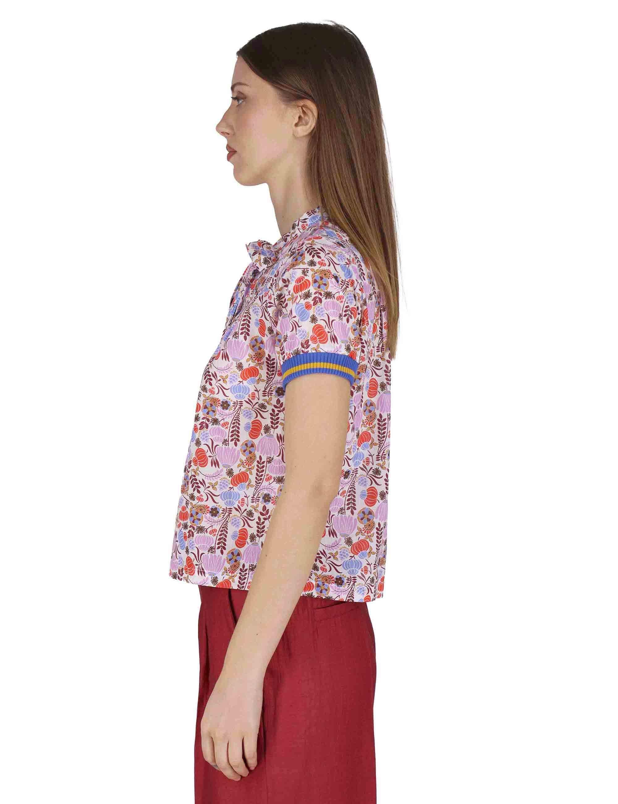 Camicie donna Ribbon Blouse in cotone rosso a fantasia mezze maniche JABCM0001-F1395-1229 85 Justmine 