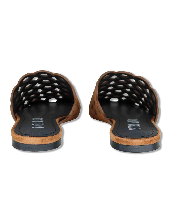 Sabot donna in camoscio cuoio forato tacco basso Oribu 629Z30VK 92-CUERO Bibi Lou 