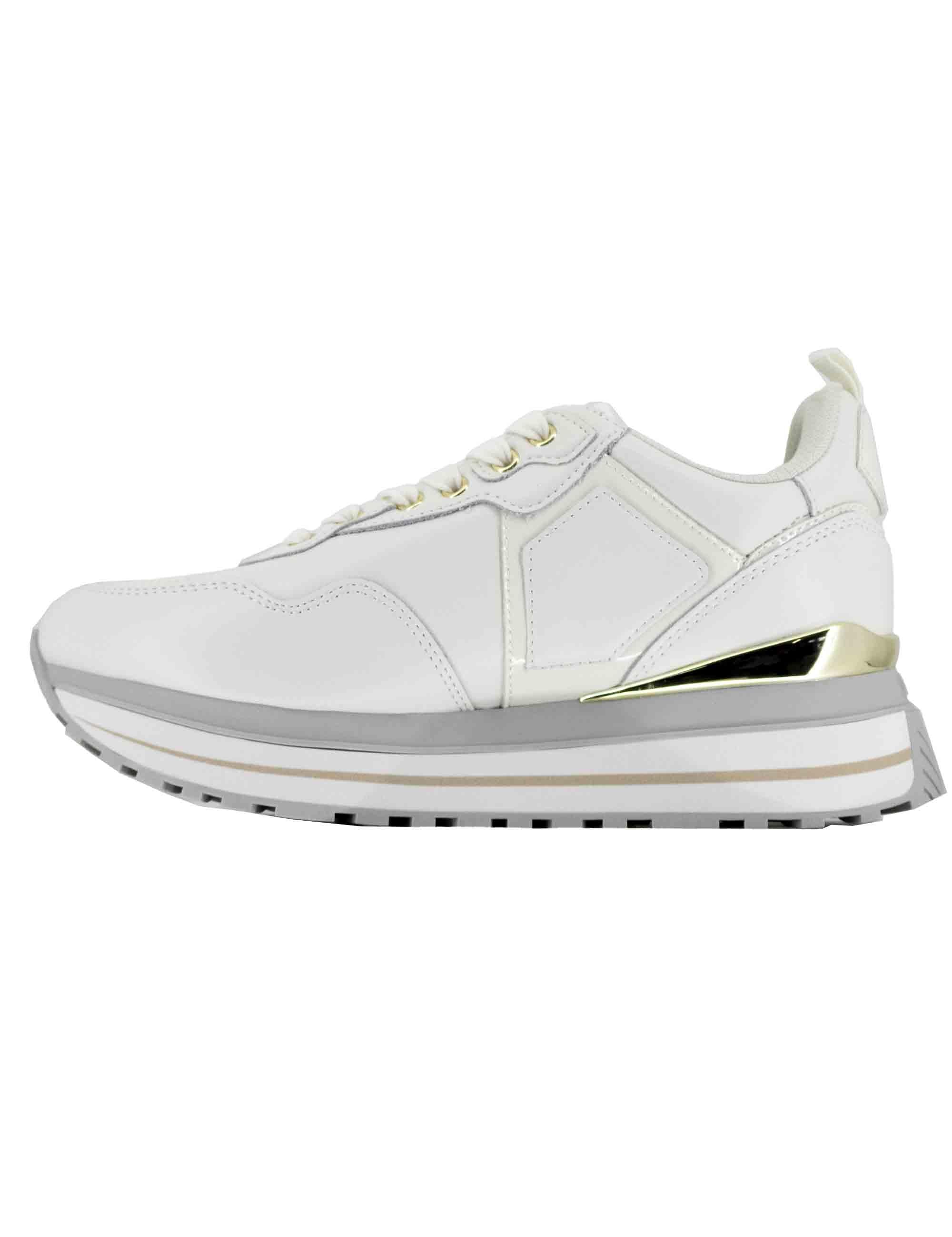Sneakers donna Maxi Wonder 01 in pelle off white con suola alta 5,5 cm BF5009P0102S1400 Off White Liu-Jo 