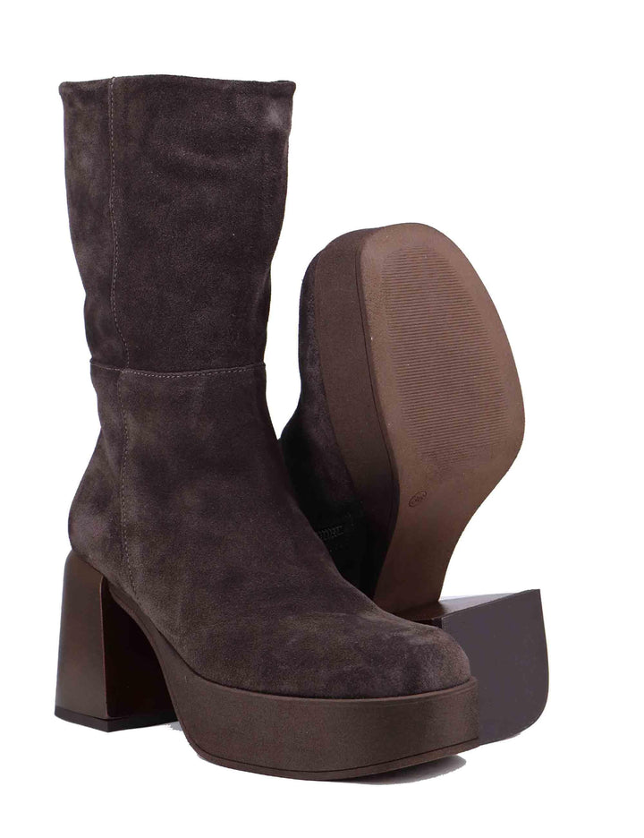 Stivaletti donna in camoscio marrone con tacco alto ZADIE 029 Patrizia Bonfanti 