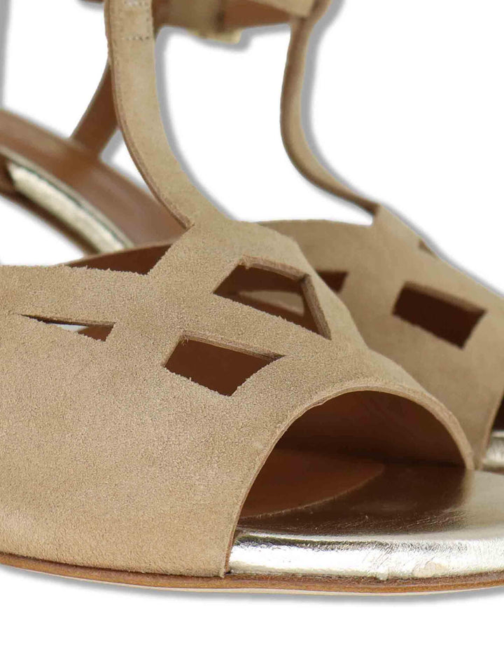 Sandali donna in camoscio beige con tacco alto e cinturino regolabile alla caviglia 1033 018 Tattoo 
