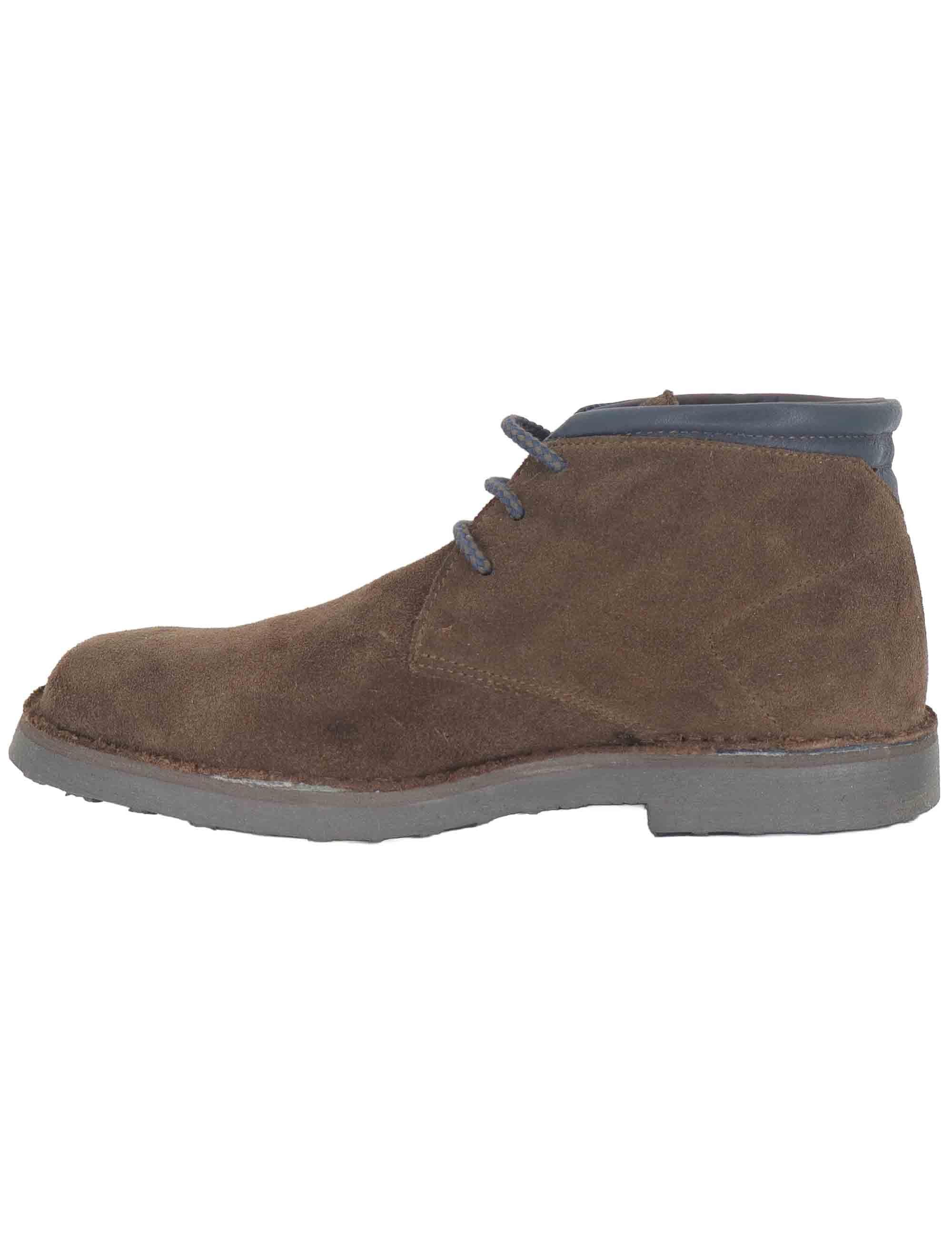 Stivaletti uomo in camoscio marrone con riporti in pelle e suola in gomma SPBA2001 014 Spatarella 