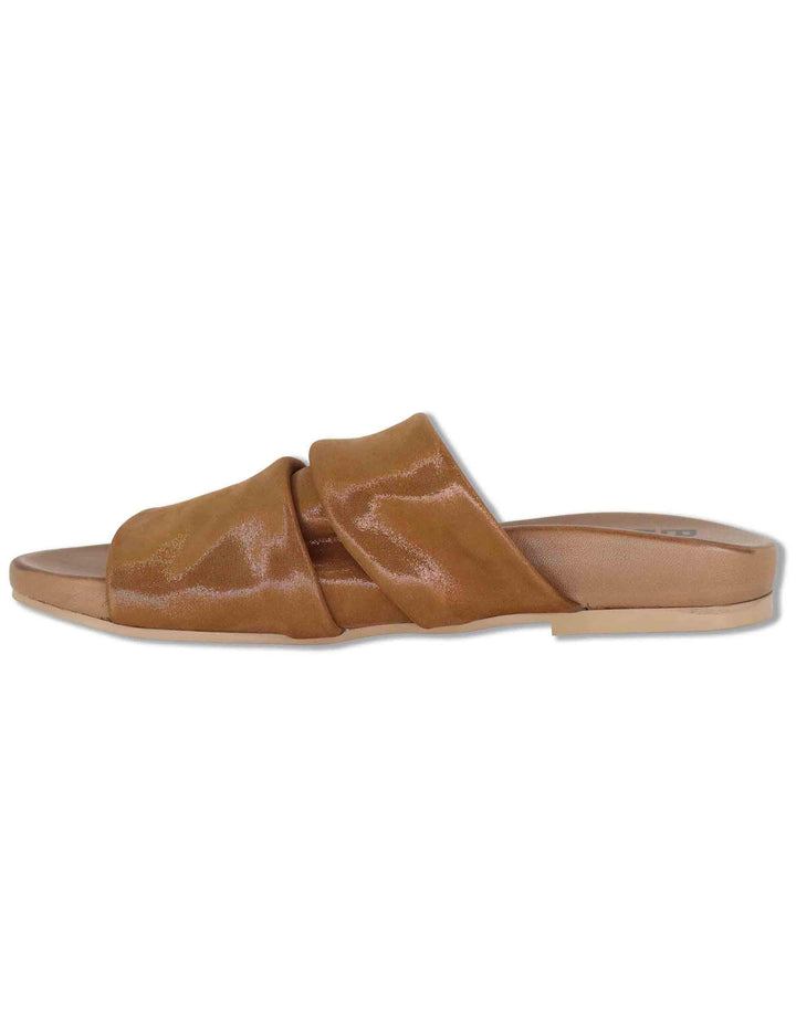 Sandali donna in tessuto oro con fussbett in pelle senza cinturini WG2401 200181 Bueno 
