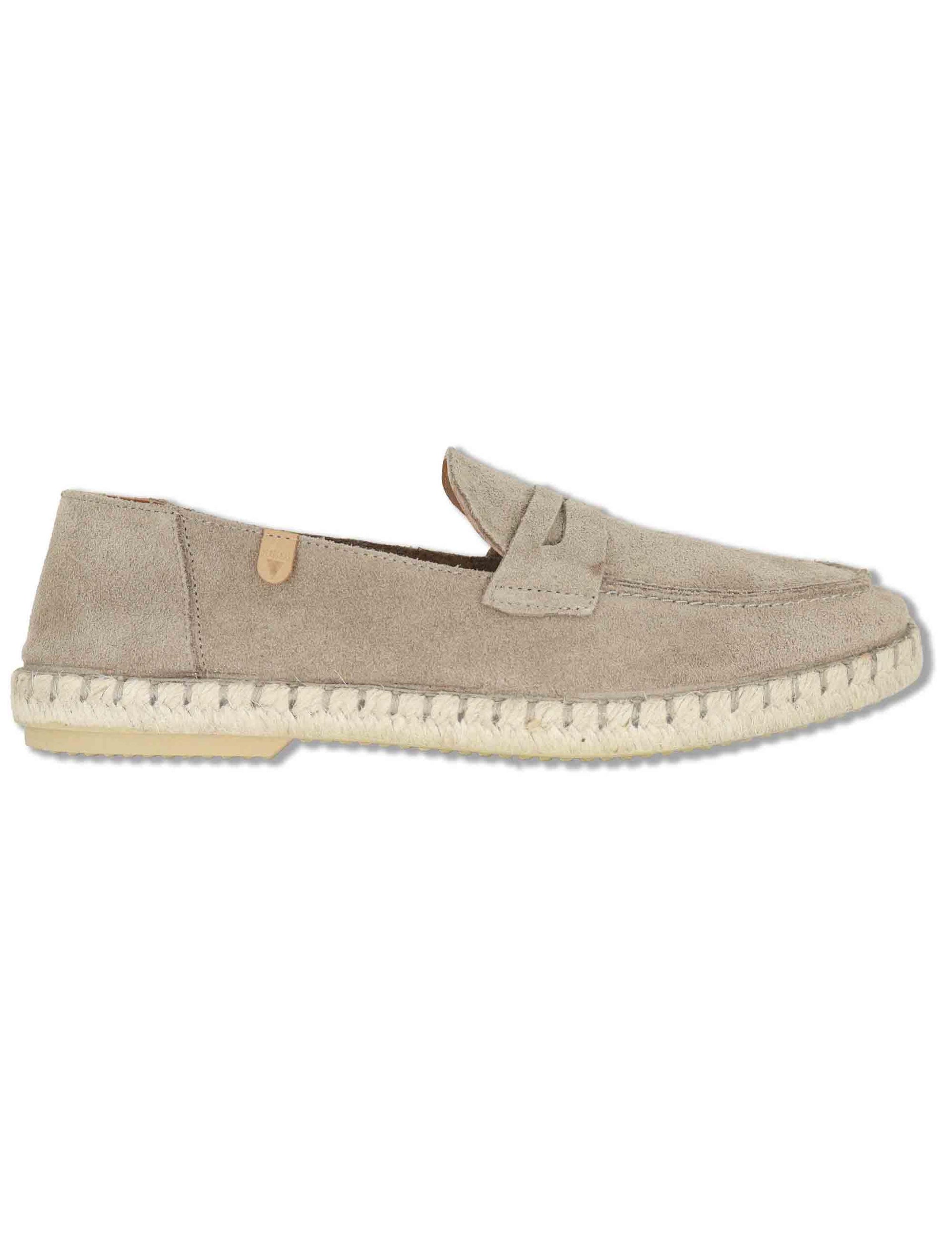 Mocassini espadrillas uomo in camoscio taupe con suola in corda TRACK 028 Verbenas 