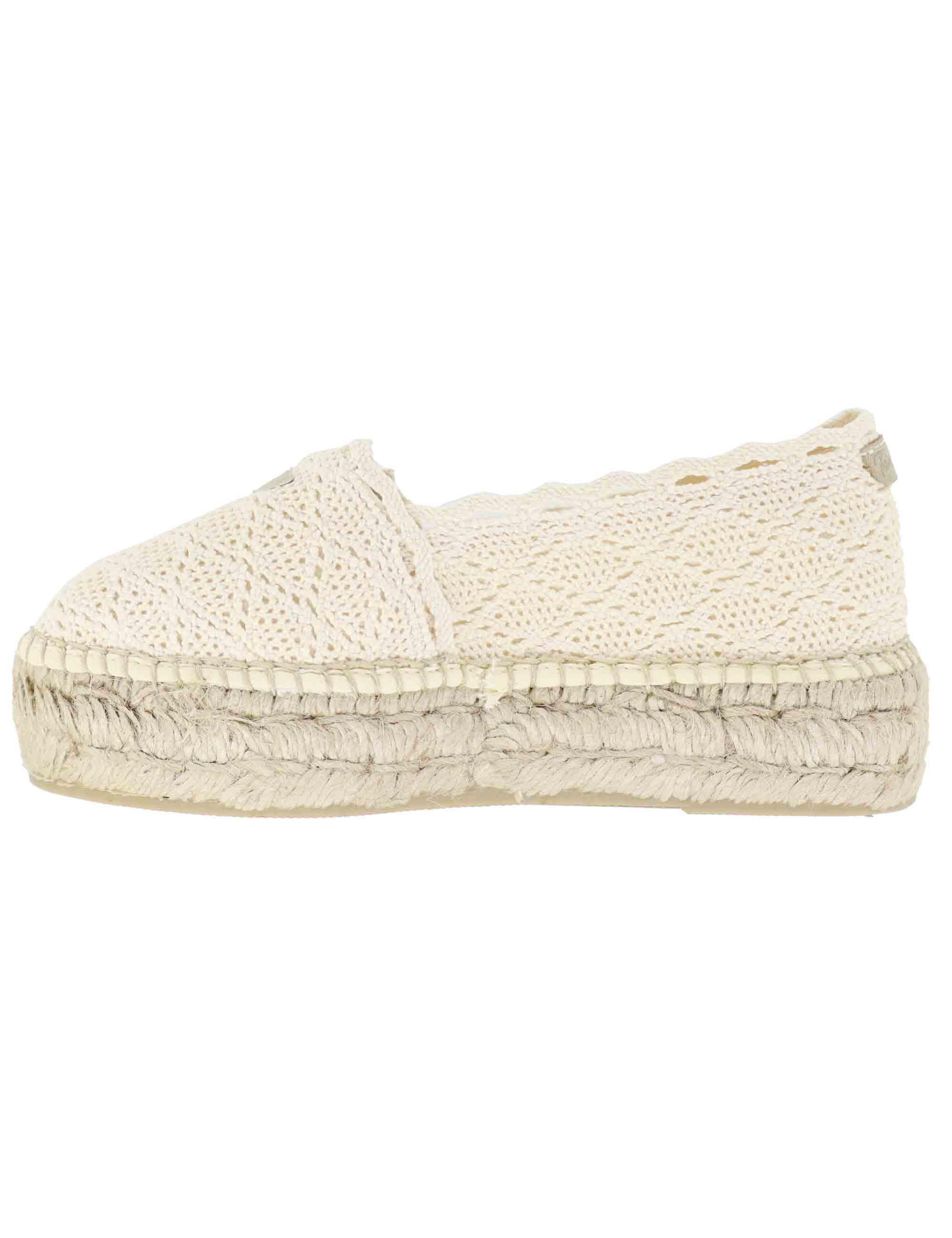Mocassini donna espadrillas in tessuto off white Aitana Cru Toni Pons 