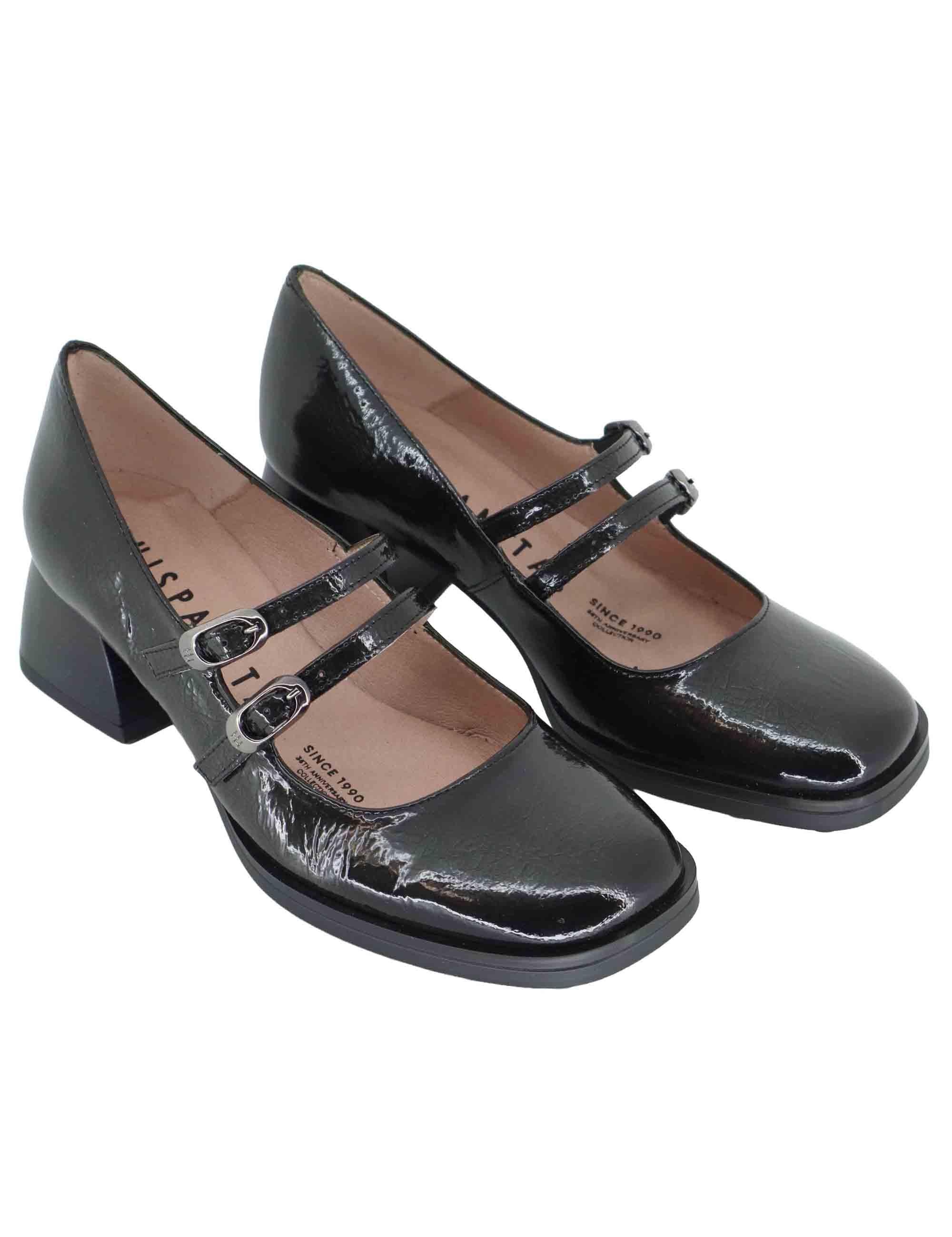 Decollete donna in pelle grigia con cinturini e tacco basso HI254381 C004 Hispanitas 