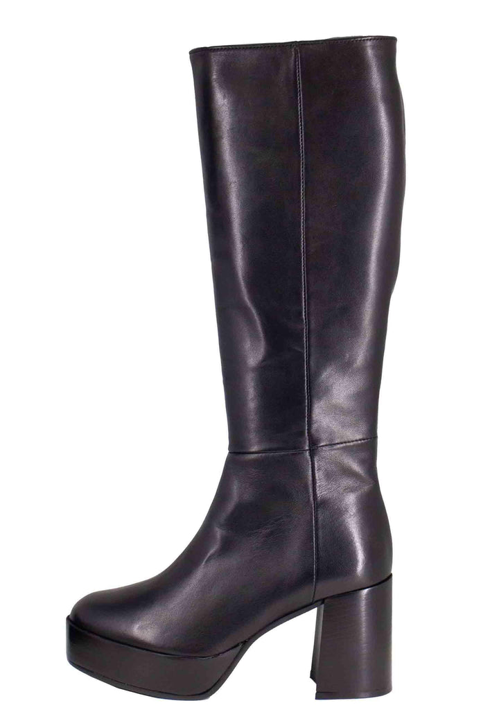 Stivali donna in pelle nera con tacco e plateau ST1557 001 L'Arianna 