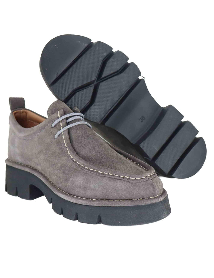 Stringate donna in crosta grigia con suola alta in gomma SP45081 066 Spatarella 