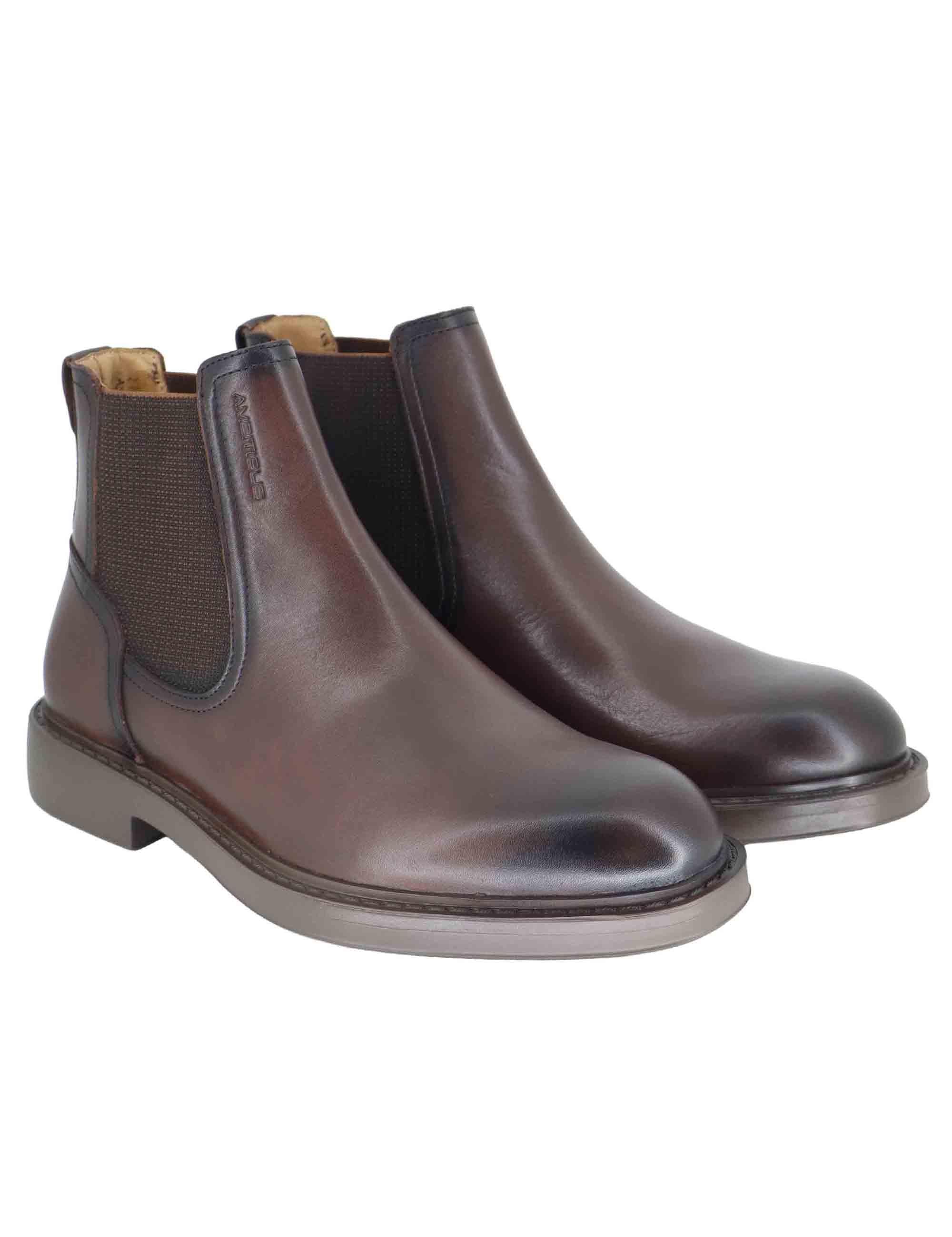 Stivaletti uomo in pelle marrone con suola in gomma 14052 7129AM Ambitious 