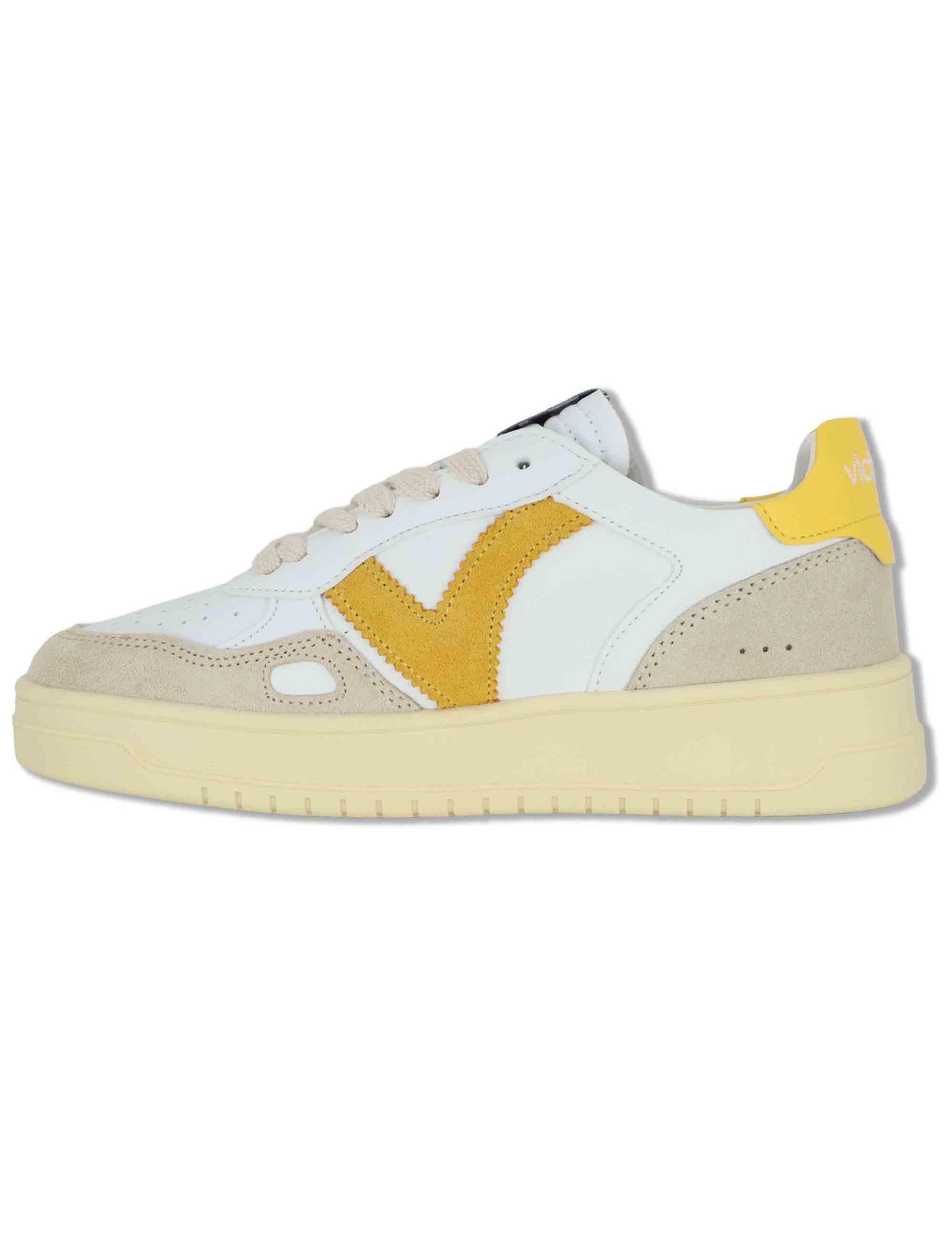 Sneakers donna Seul in pelle bianca con logo senape e suola alta 1257136 50_Amarillo Victoria 