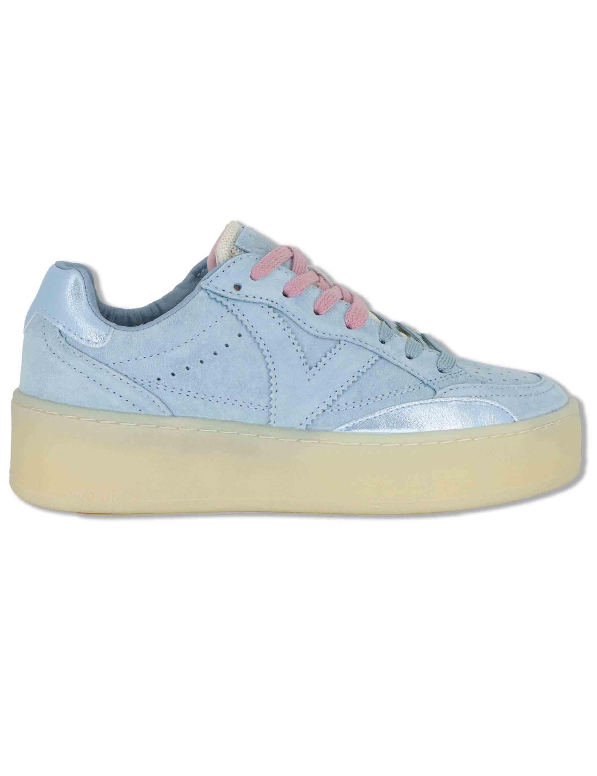 Sneakers donna Turin in nabuk azzurro con suola alta 1265100 36_Azul Victoria 