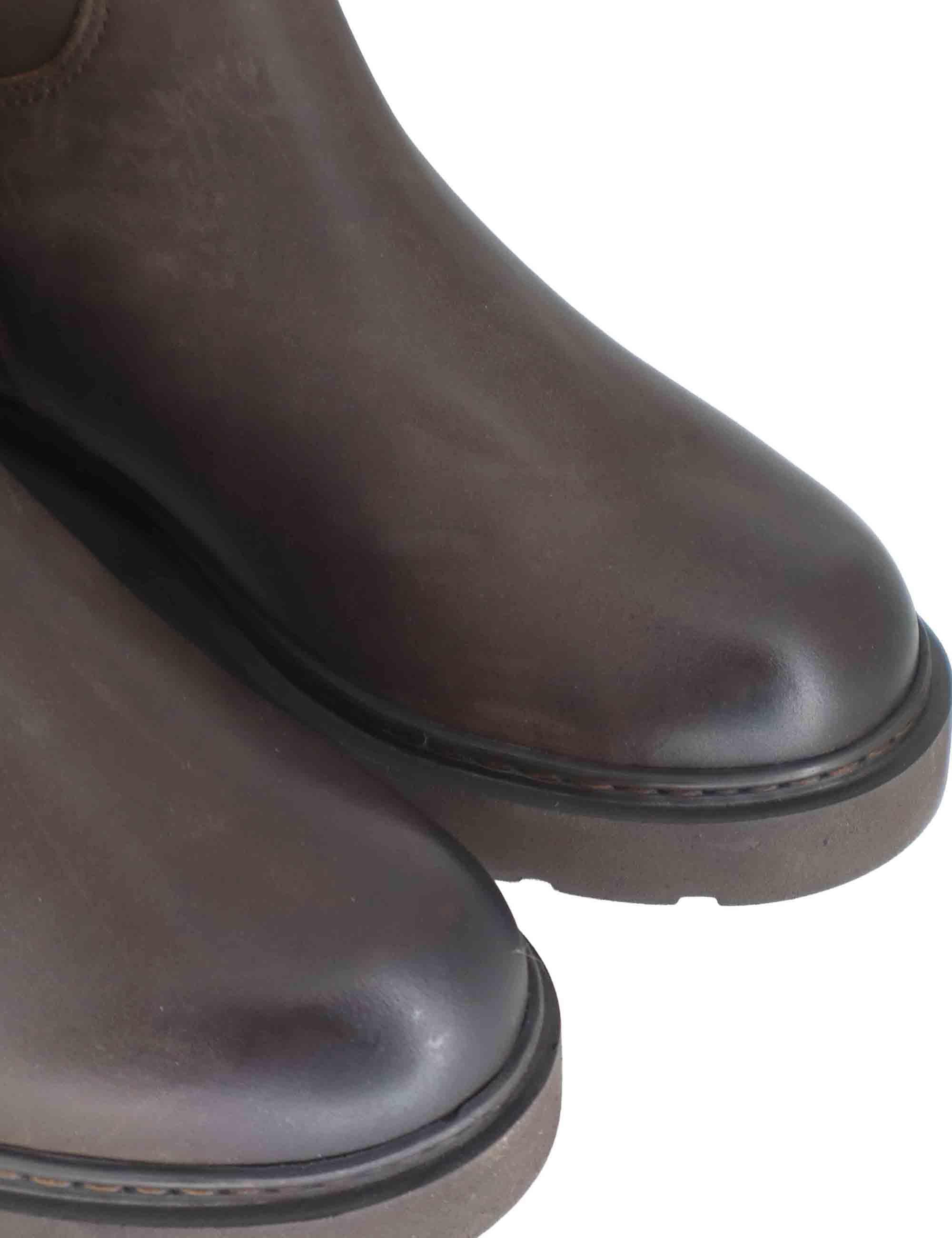 Stivali donna in pelle testa di moro con tacco basso in gomma JALE AF WENGUE Unisa 