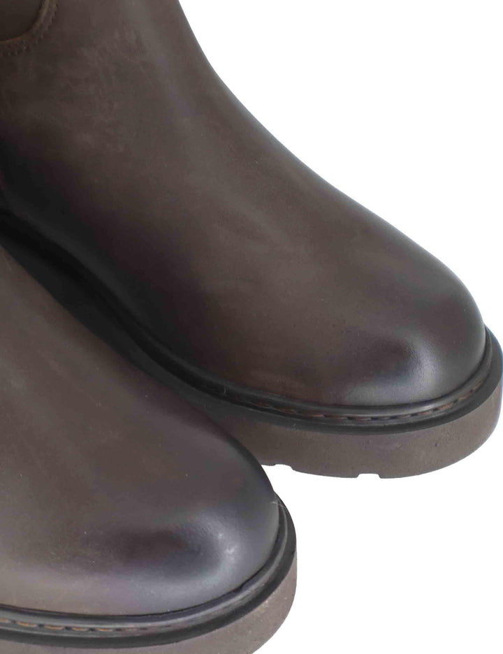 Stivali donna in pelle testa di moro con tacco basso in gomma JALE AF WENGUE Unisa 