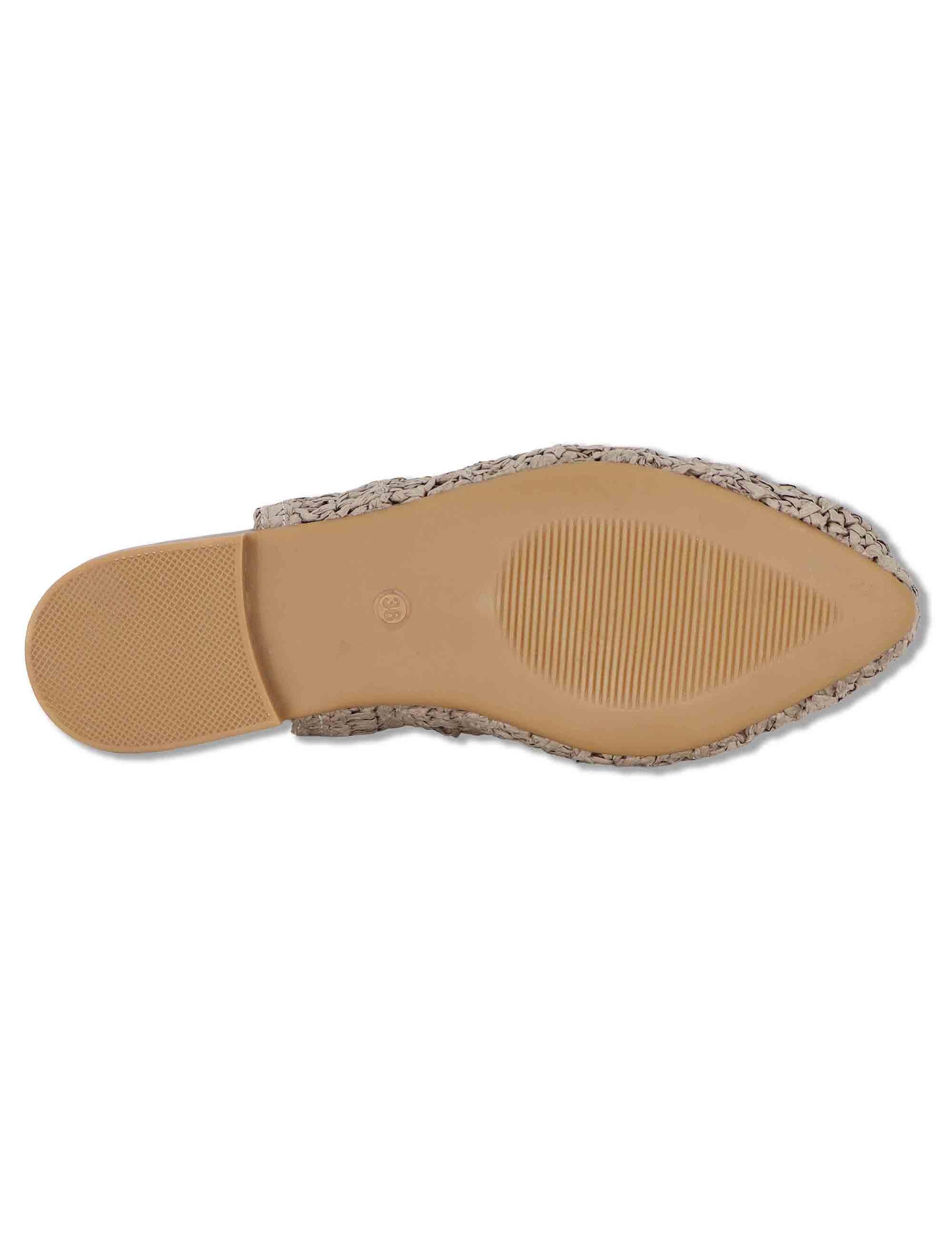 Sligback donna in rafia beige con cinturino posteriore in pelle e tacco basso SP251425 020 Spatarella 