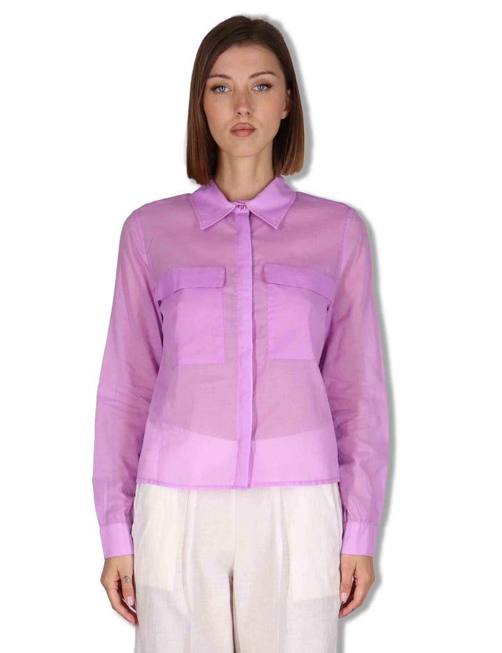 Camicie donna in puro cotone lilla con tasconi e maniche lunghe JABCM0001-F1493-1230 3110 Justmine 