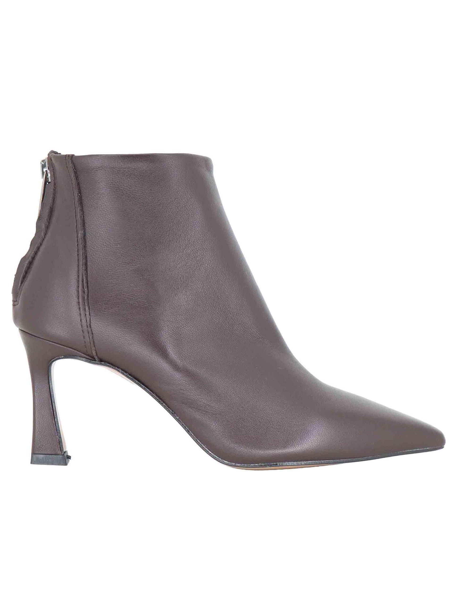 Stivaletti donna in pelle marorne con zip posteriore e tacco alto R786 75 Bianca Di 