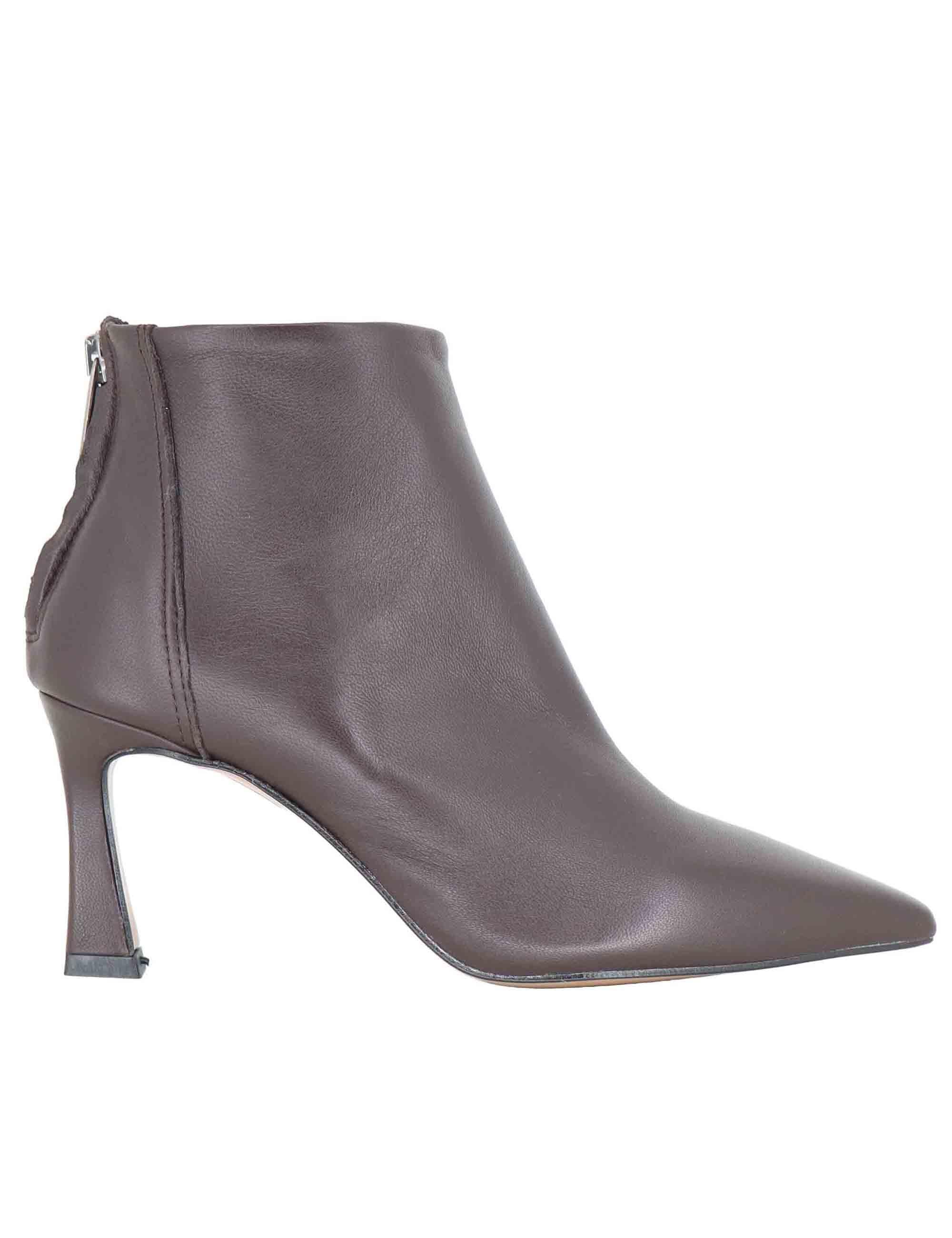 Stivaletti donna in pelle marorne con zip posteriore e tacco alto R786 75 Bianca Di 