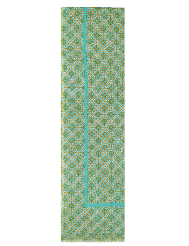Stole maxi donna in misto lino e cotone verde a fantasia Cielo 60260003 0036 Pyaar 