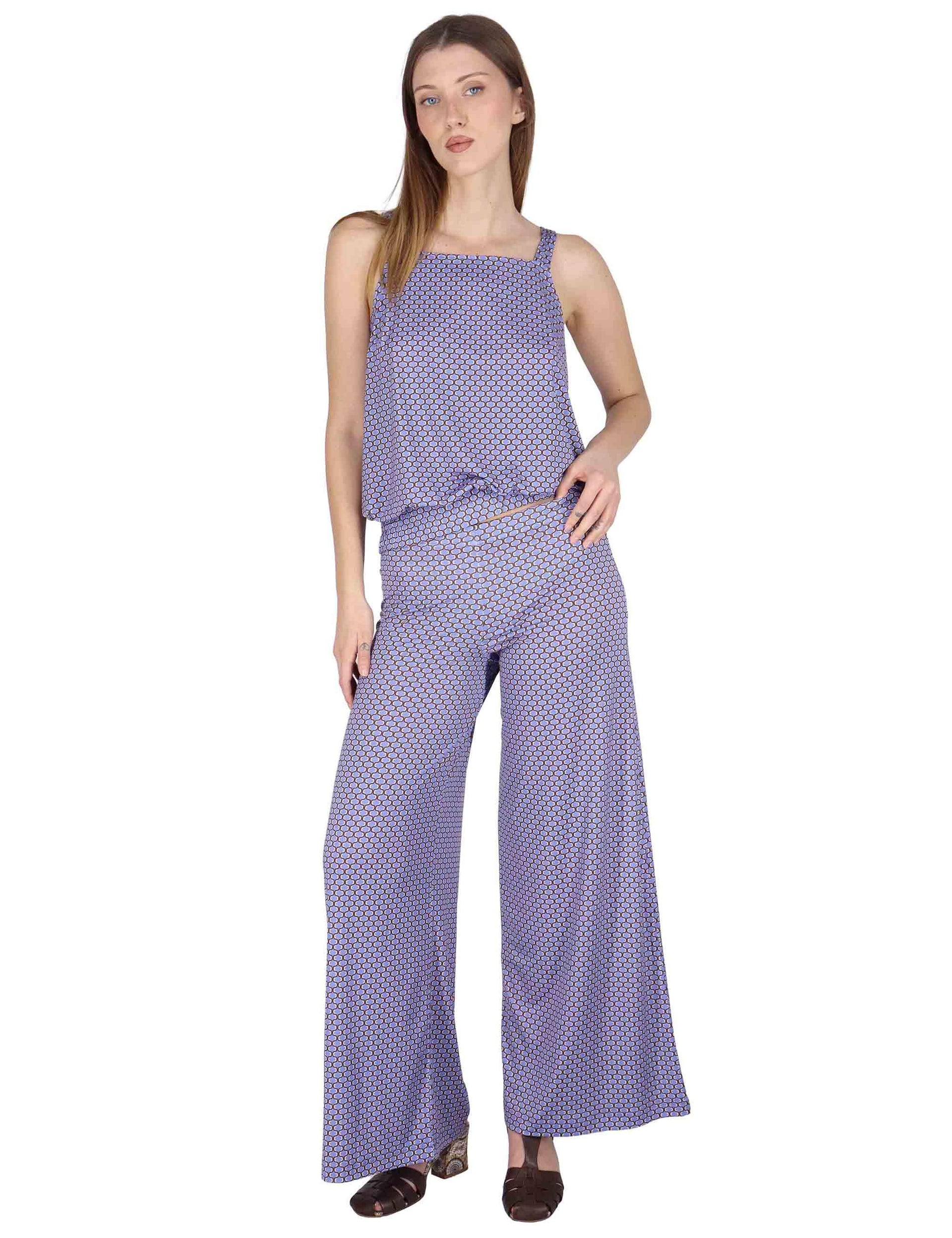 Pantaloni donna Palazzo Trousers in jersey stretch lilla a fantasia JFAPN0001-E2771-1267 6090 Justmine 