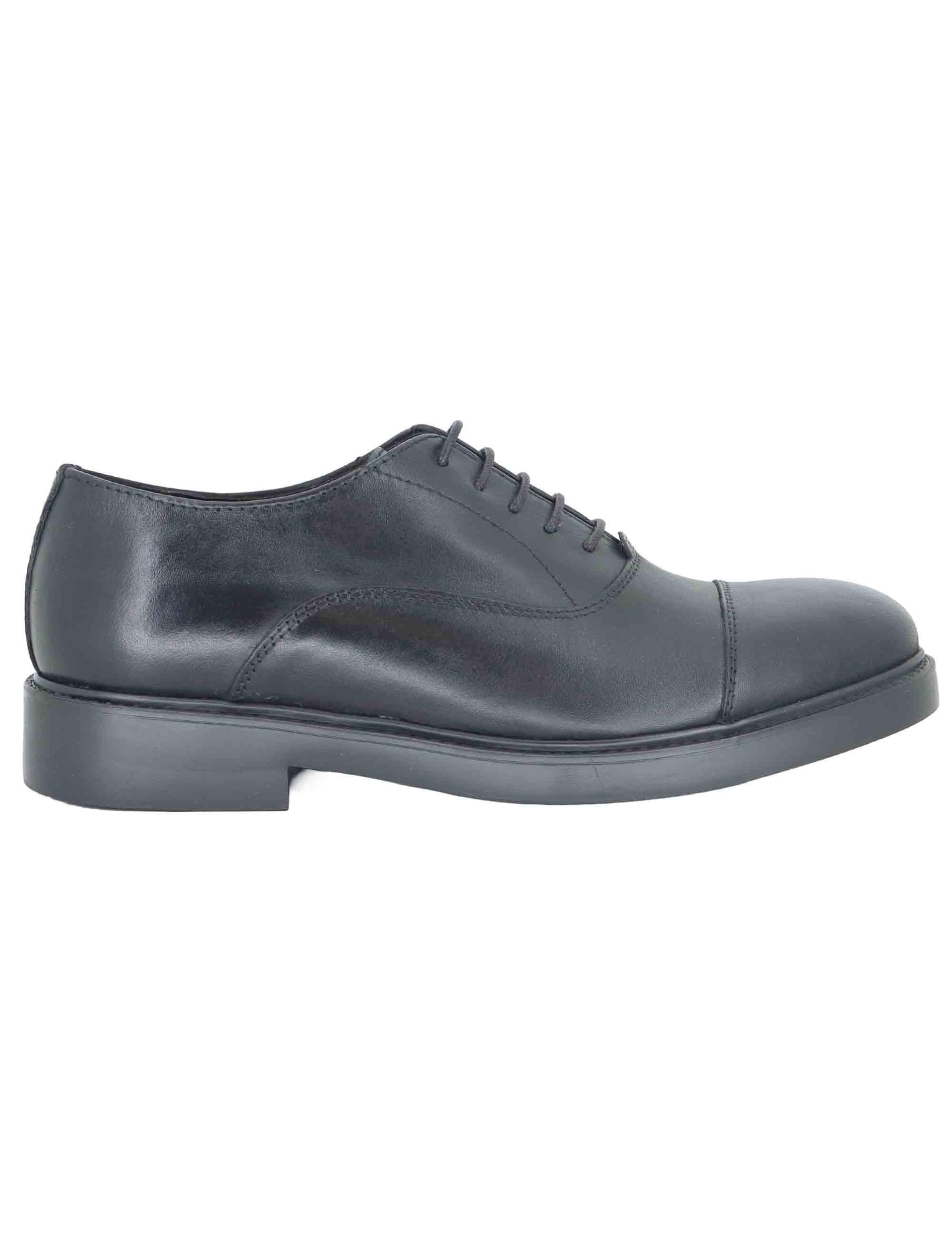 Stringate uomo in pelle nera con suola in gomma SPDU8040 029 Spatarella 