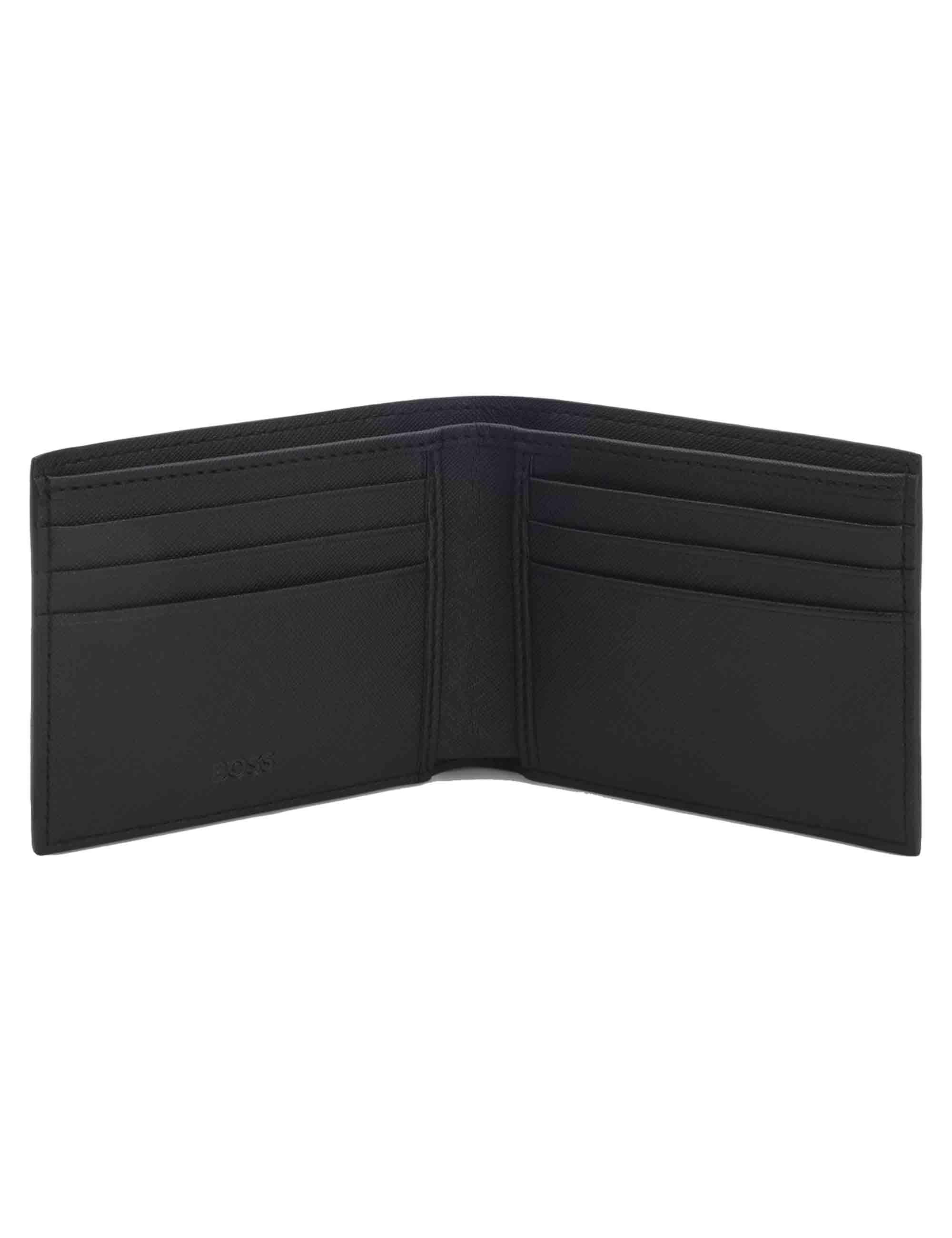 Portafogli uomo in pelle nera con logo in argento e doppio portatessere HBPU00014M 001 Hugo Boss 