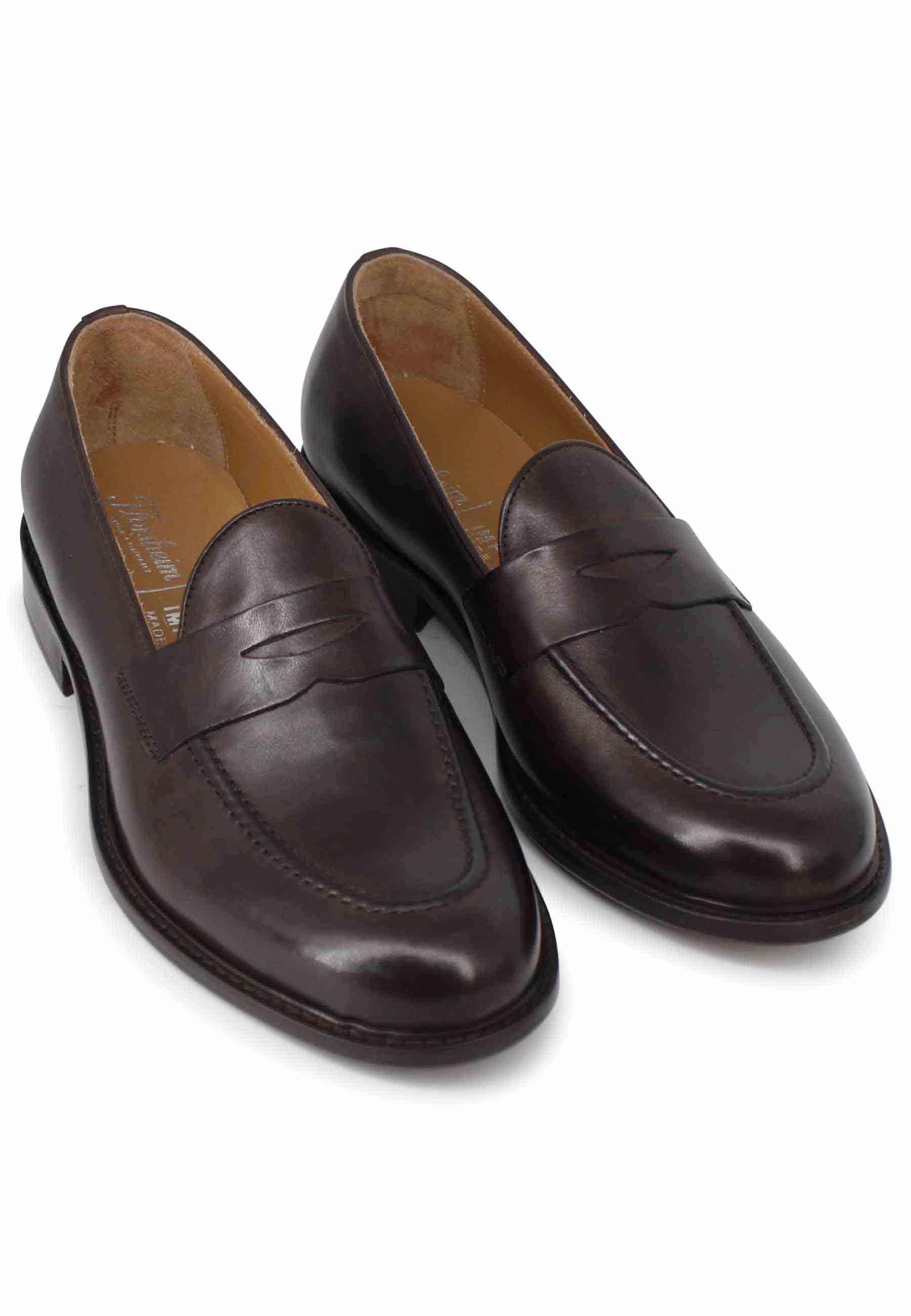 Mocassini uomo in pelle marrone con suola in cuoio 53000 04 Florsheim 