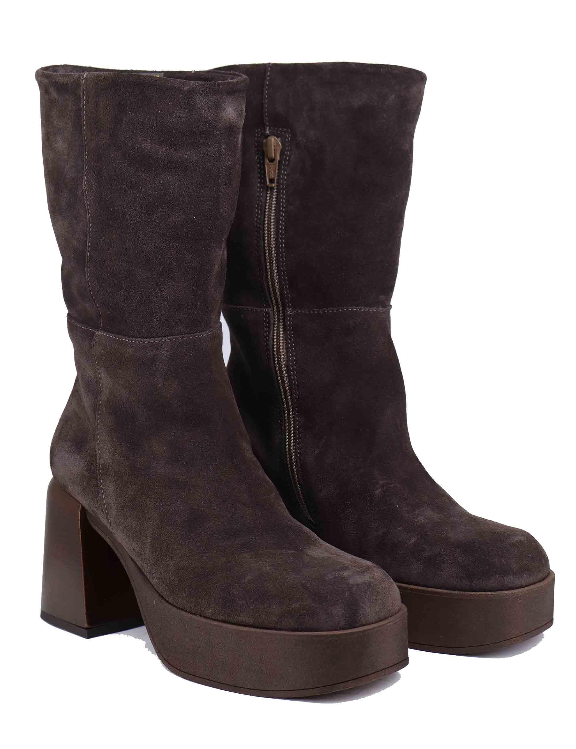 Stivaletti donna in camoscio marrone con tacco alto ZADIE 029 Patrizia Bonfanti 