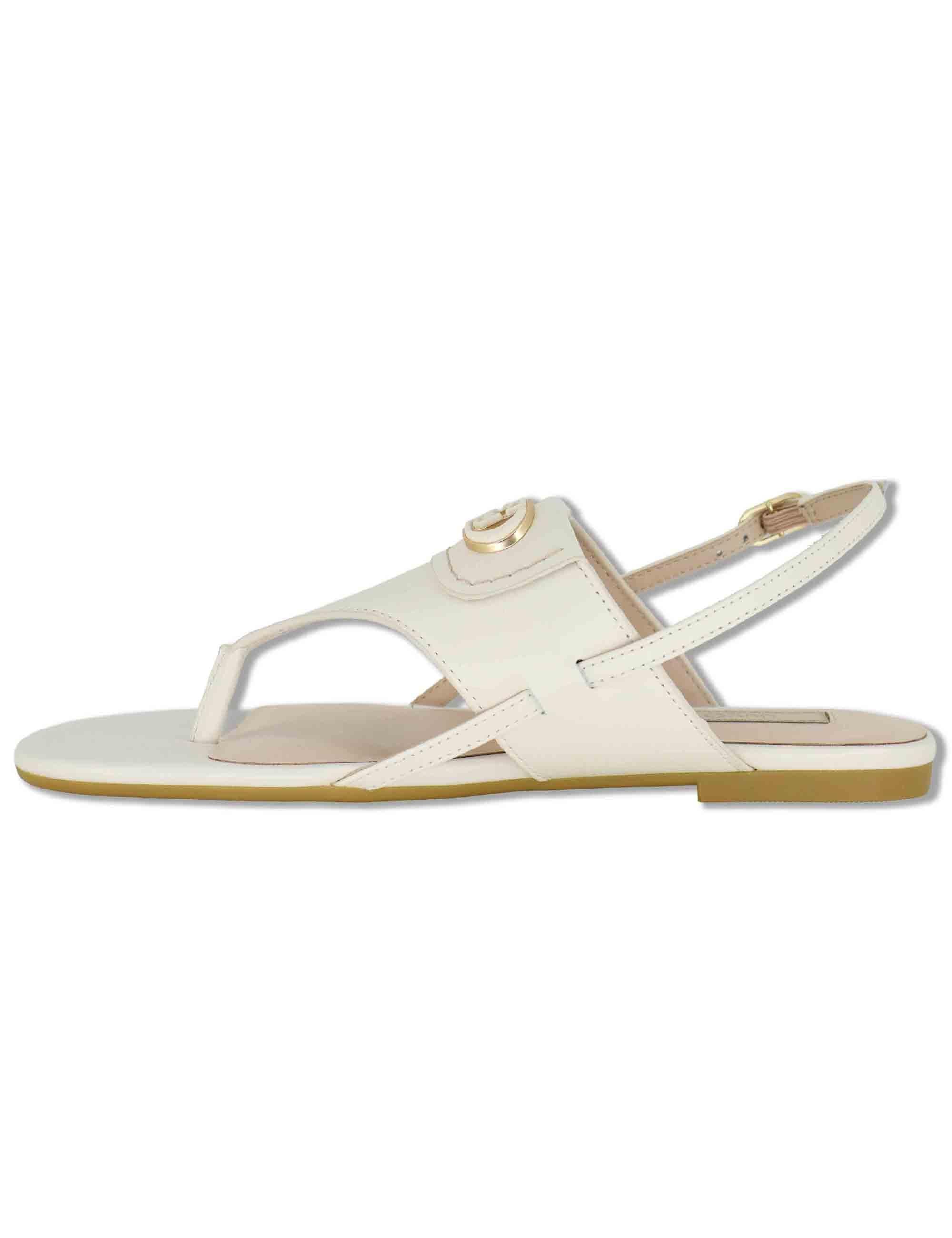 Sandali slingback donna in pelle off white con fibbia e tacco basso SANDY 10 MILK Liu-Jo 