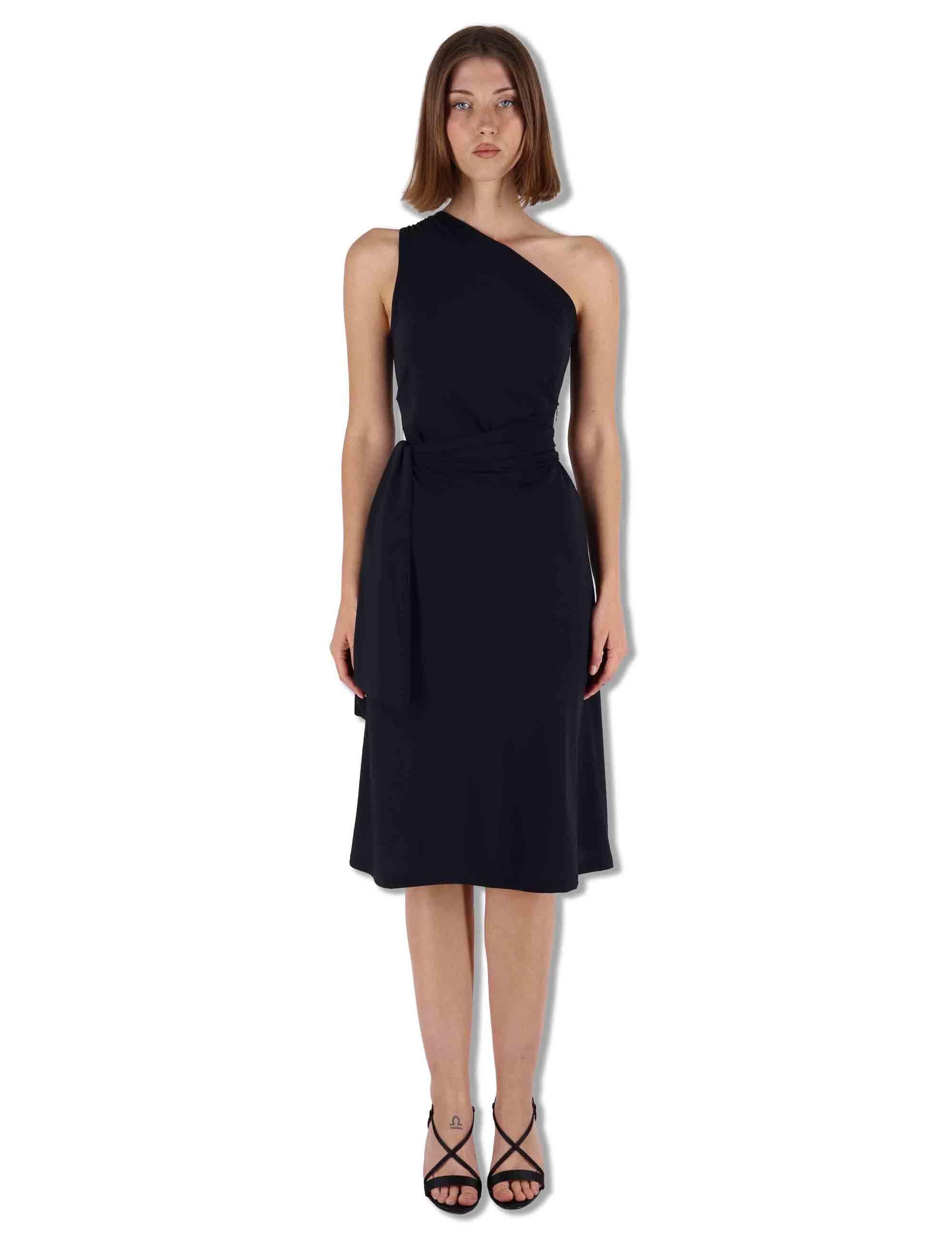Abiti donna Soft in jersey nero monospalla con fusciacca JF671570210 20000 Maliparmi 