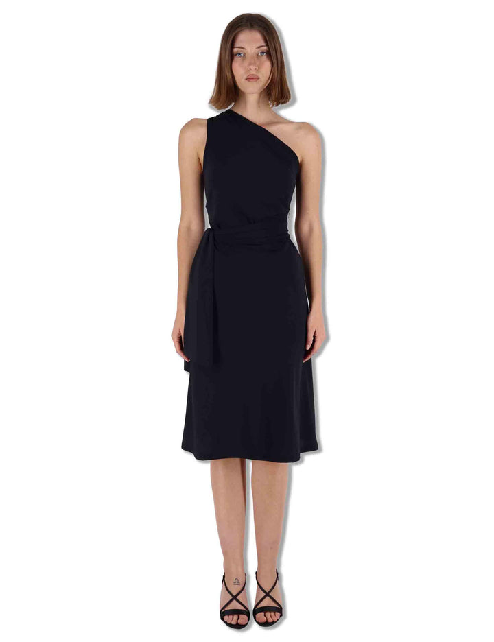 Abiti donna Soft in jersey nero monospalla con fusciacca JF671570210 20000 Maliparmi 