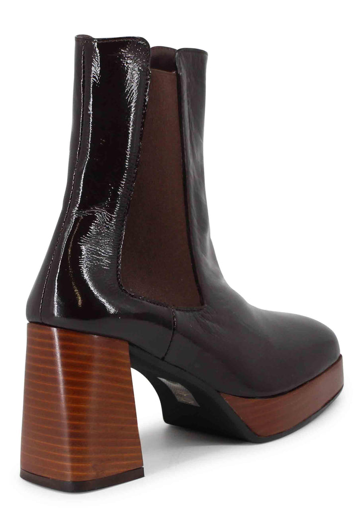 Stivaletti beatles donna in pelle marrone con tacco e plateau BT1666 11 L'Arianna 