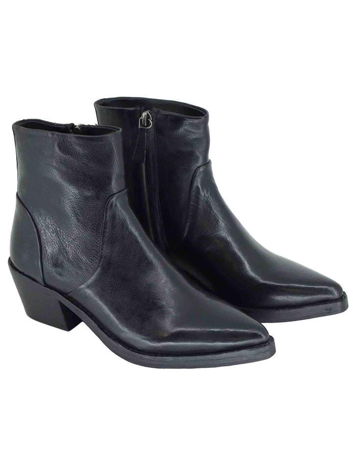 Stivaletti texani donna in pelle nera con tacco medio 252-21-15-TA BLACK Zolfo 