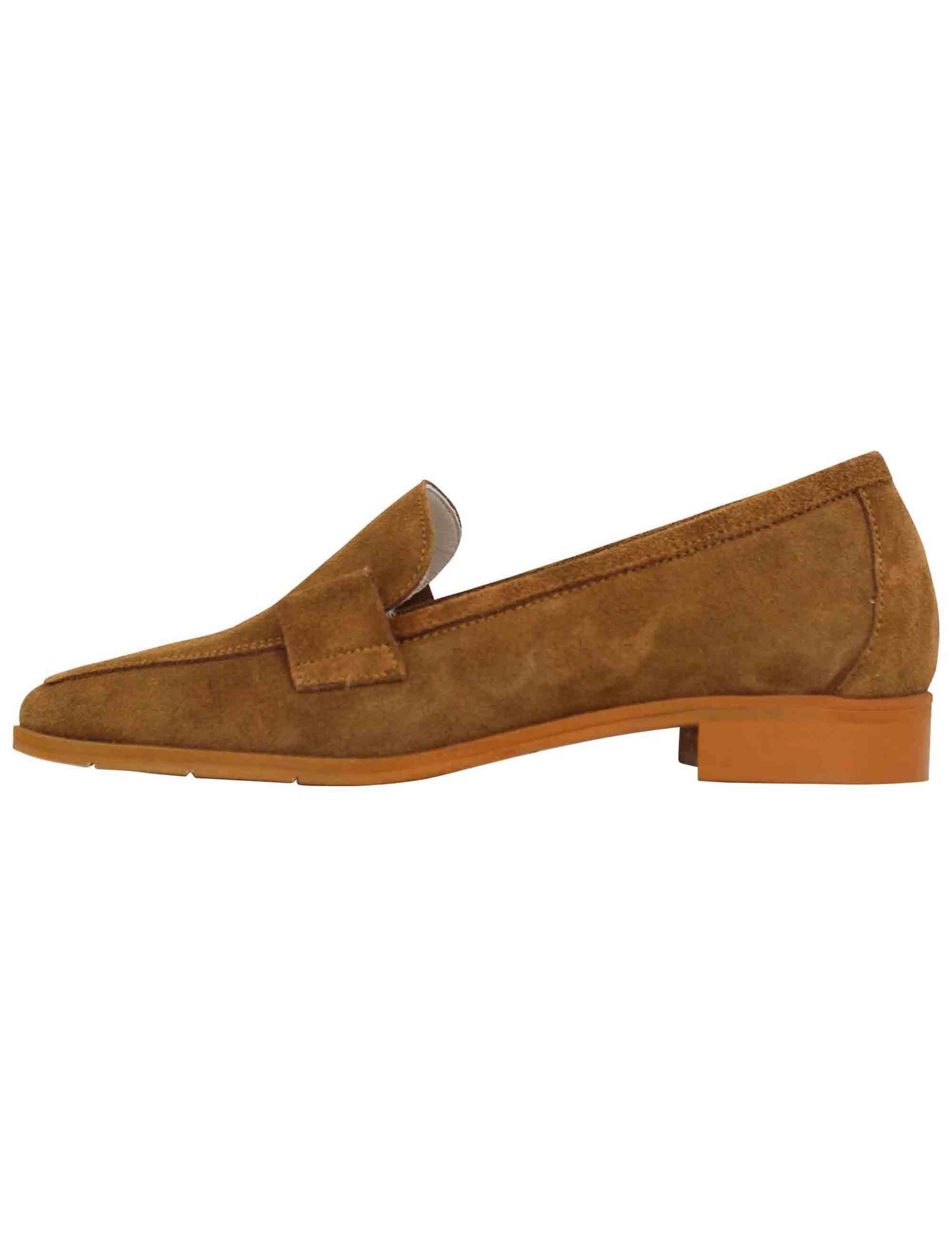 Mocassini donna in camoscio cuoio con suola in gomma SPE20 014 Spatarella 