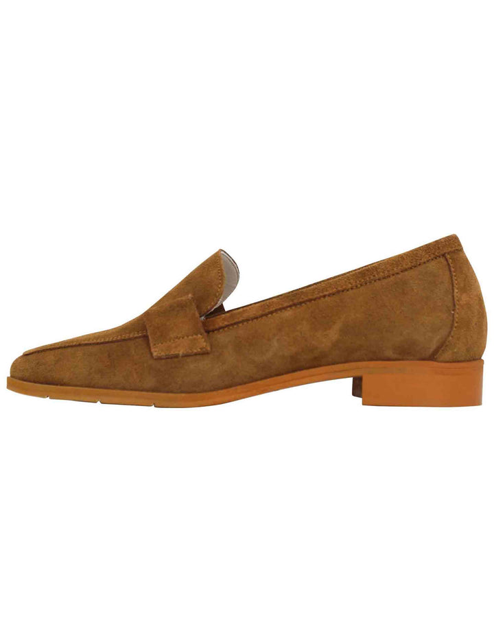 Mocassini donna in camoscio cuoio con suola in gomma SPE20 014 Spatarella 