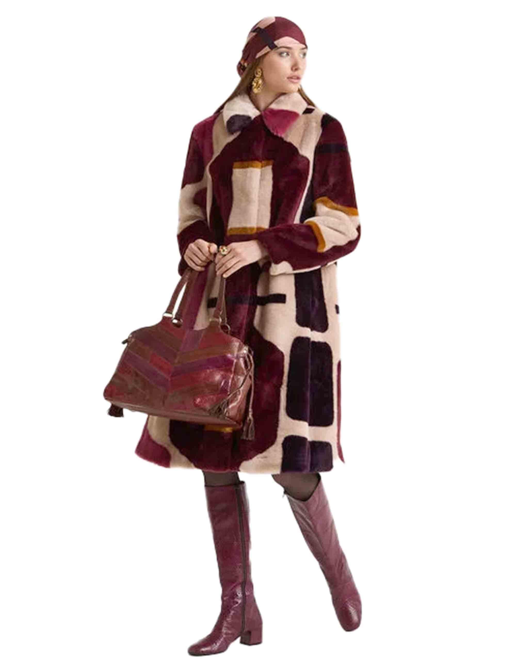 Cappotti donna Sculptural Chain in tessuto bordeaux a fantasia JB539150645 A3358 Maliparmi 