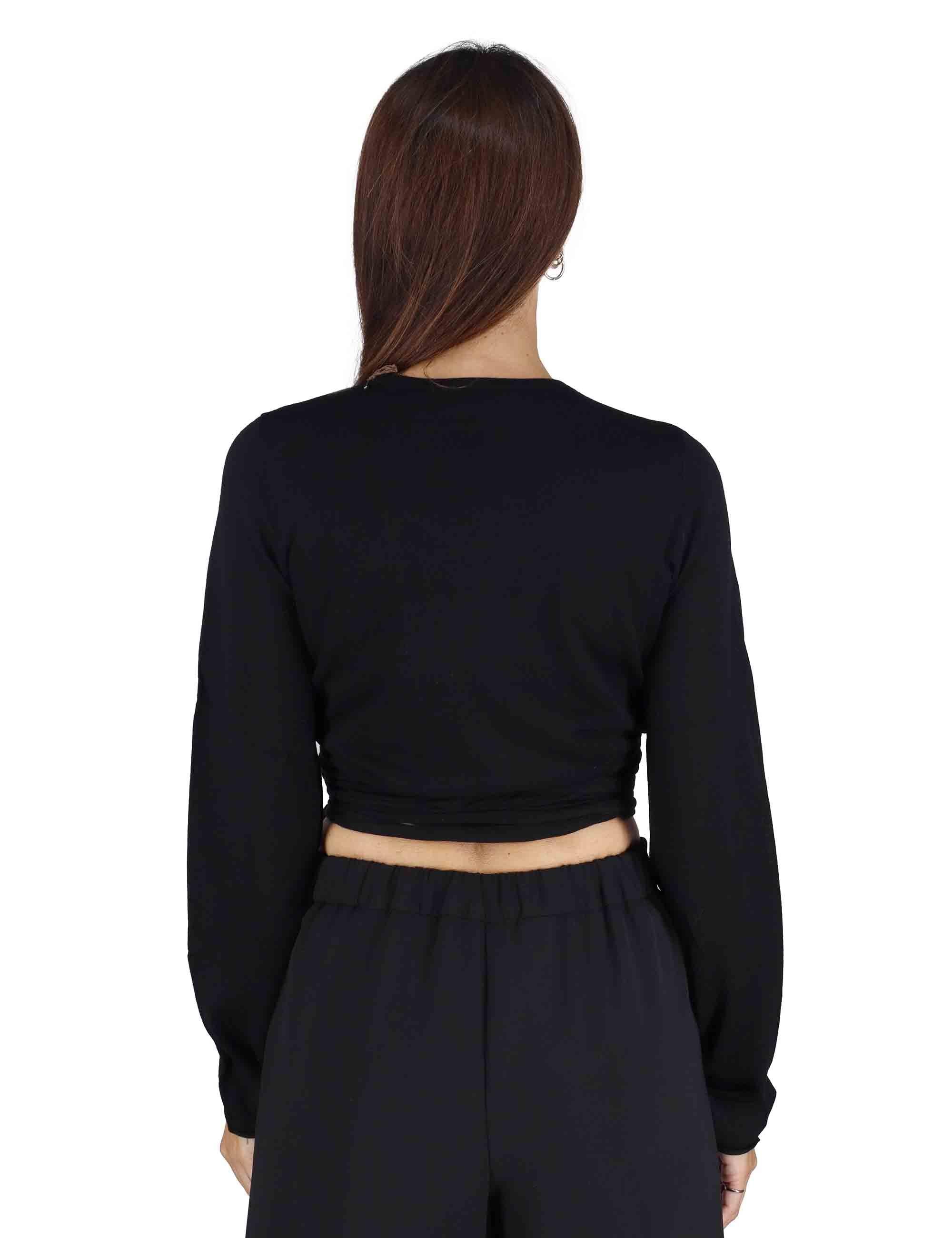 Incrociatina donna New Blend in misto lana nera con laccetti e scollo sul seno JN370678199 20000 Maliparmi 