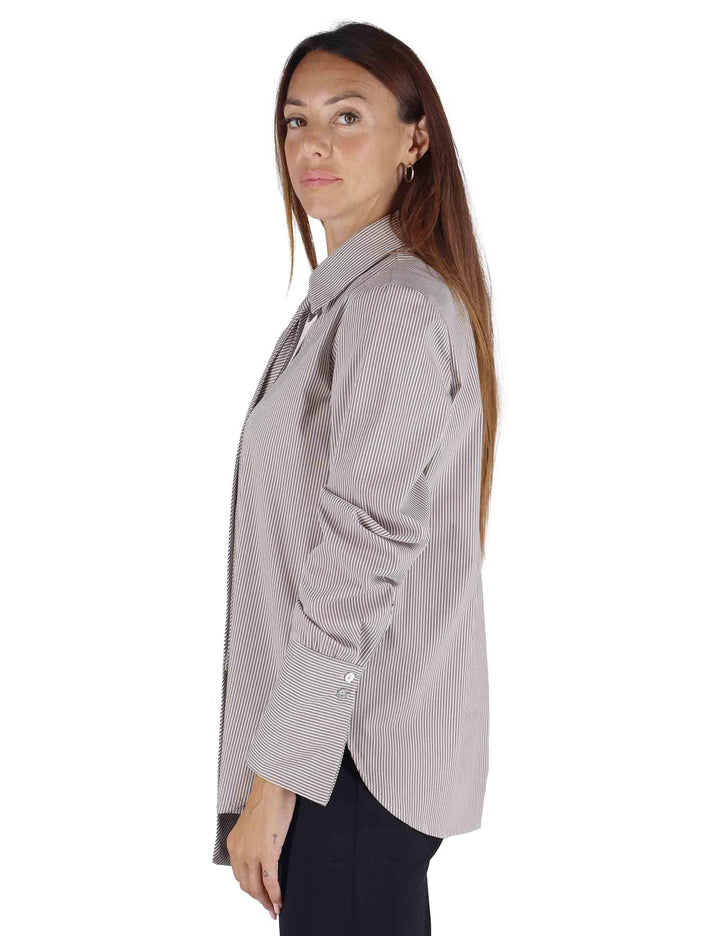 Camicie donna in cotone marrone con cravattino JABCM0025-F1425 8150 Justmine 