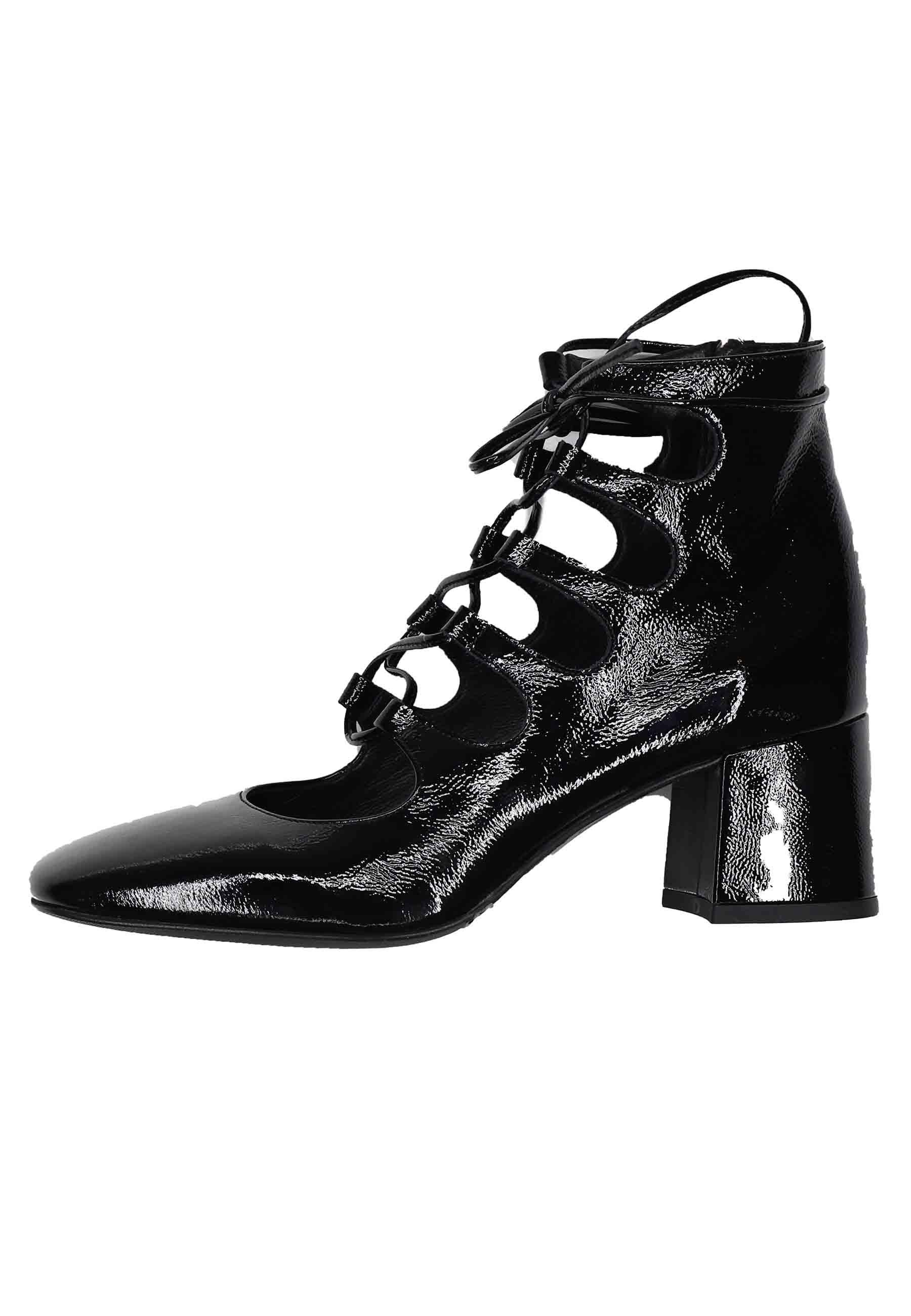 Decollete donna in vernice nera con lacci lunghi MIRA 12 001 Tattoo 