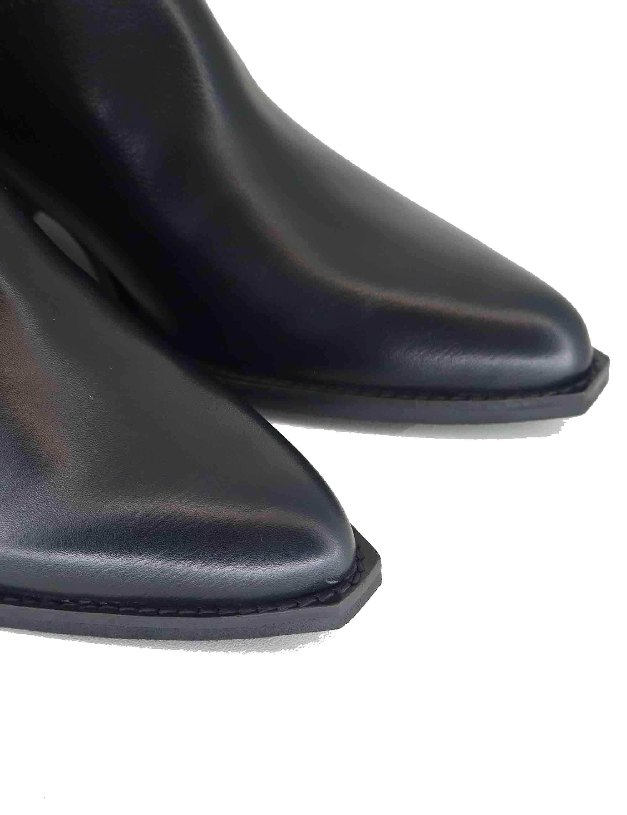 Stivaletti texani donna in pelle nera con punta a punta GOLD 1 001 Tattoo 