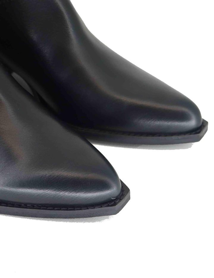 Stivaletti texani donna in pelle nera con punta a punta GOLD 1 001 Tattoo 