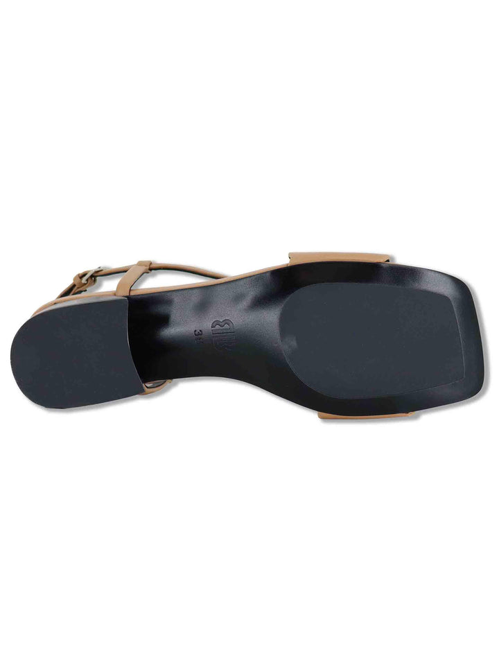 Sandali donna in pelle camel con cinturino alla caviglia e tacco basso Onami 623Z10VK 94-CAMEL Bibi Lou 