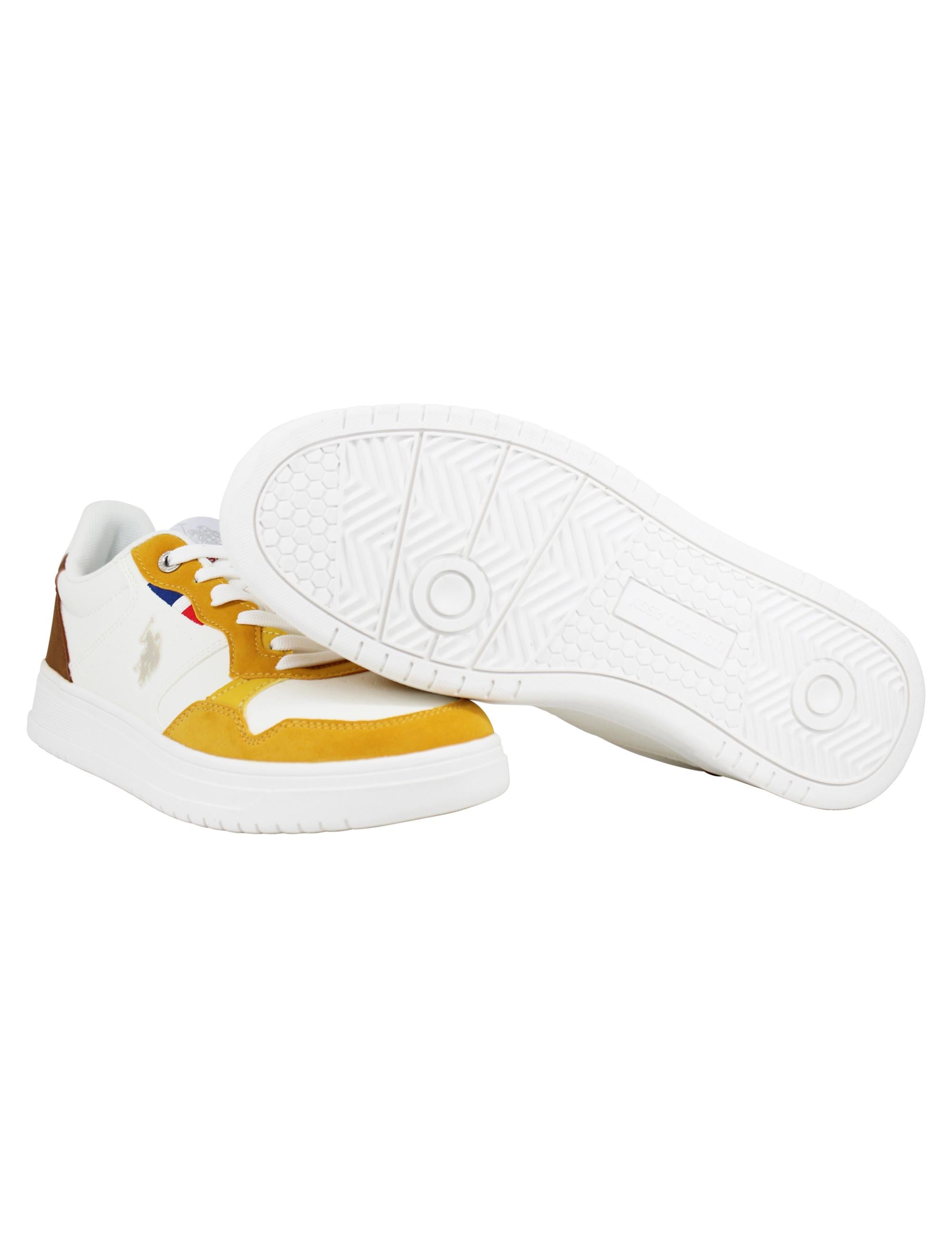 Sneakers uomo in eco pelle vintage bianco e giallo KOSMO001C WHI-YEL04 U.S. Polo Assn. 
